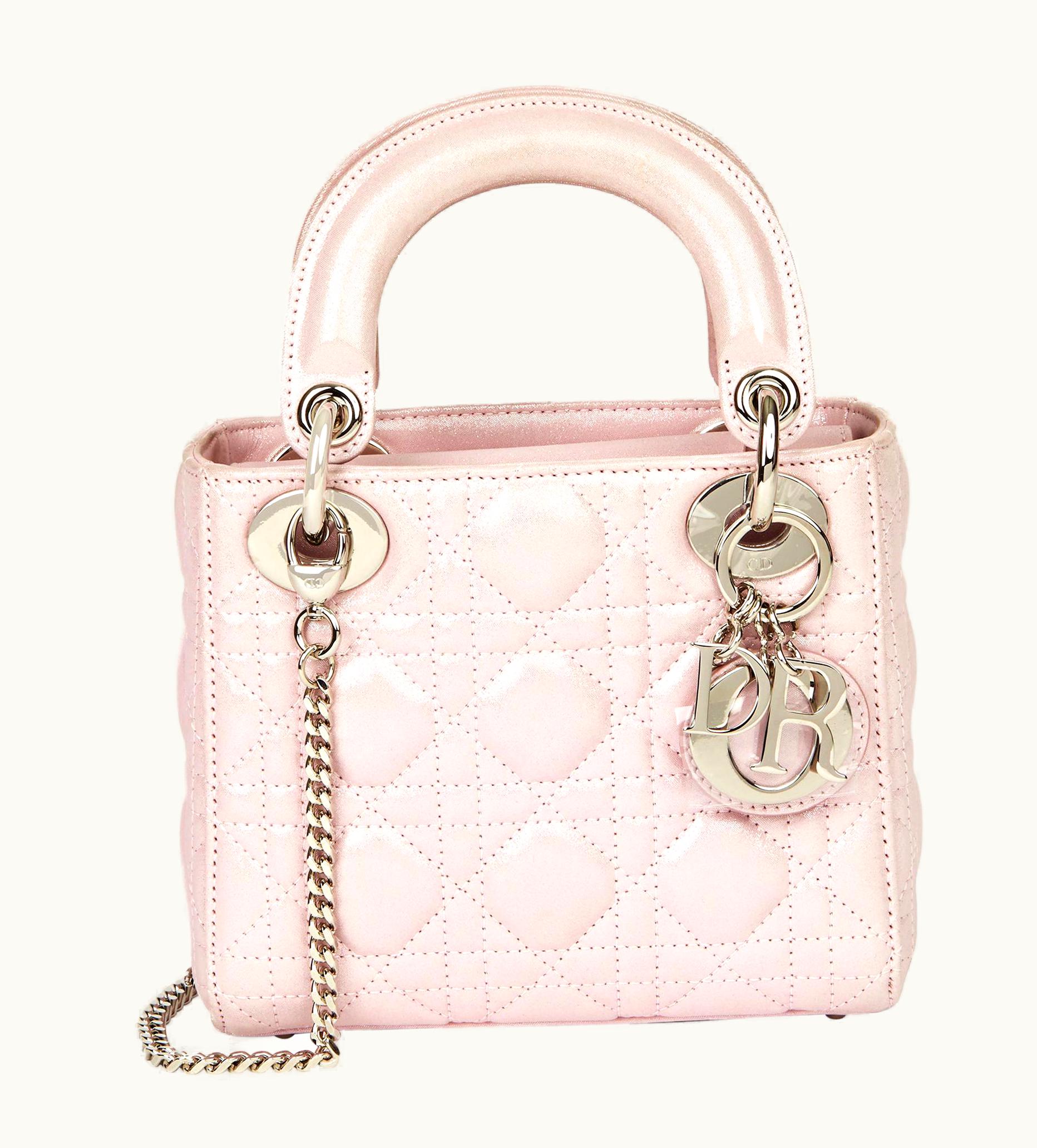 Dior 2015 Christian Dior Pink Quilted Metallic Calfskin Leather Mini Lady Dior UZ0571487