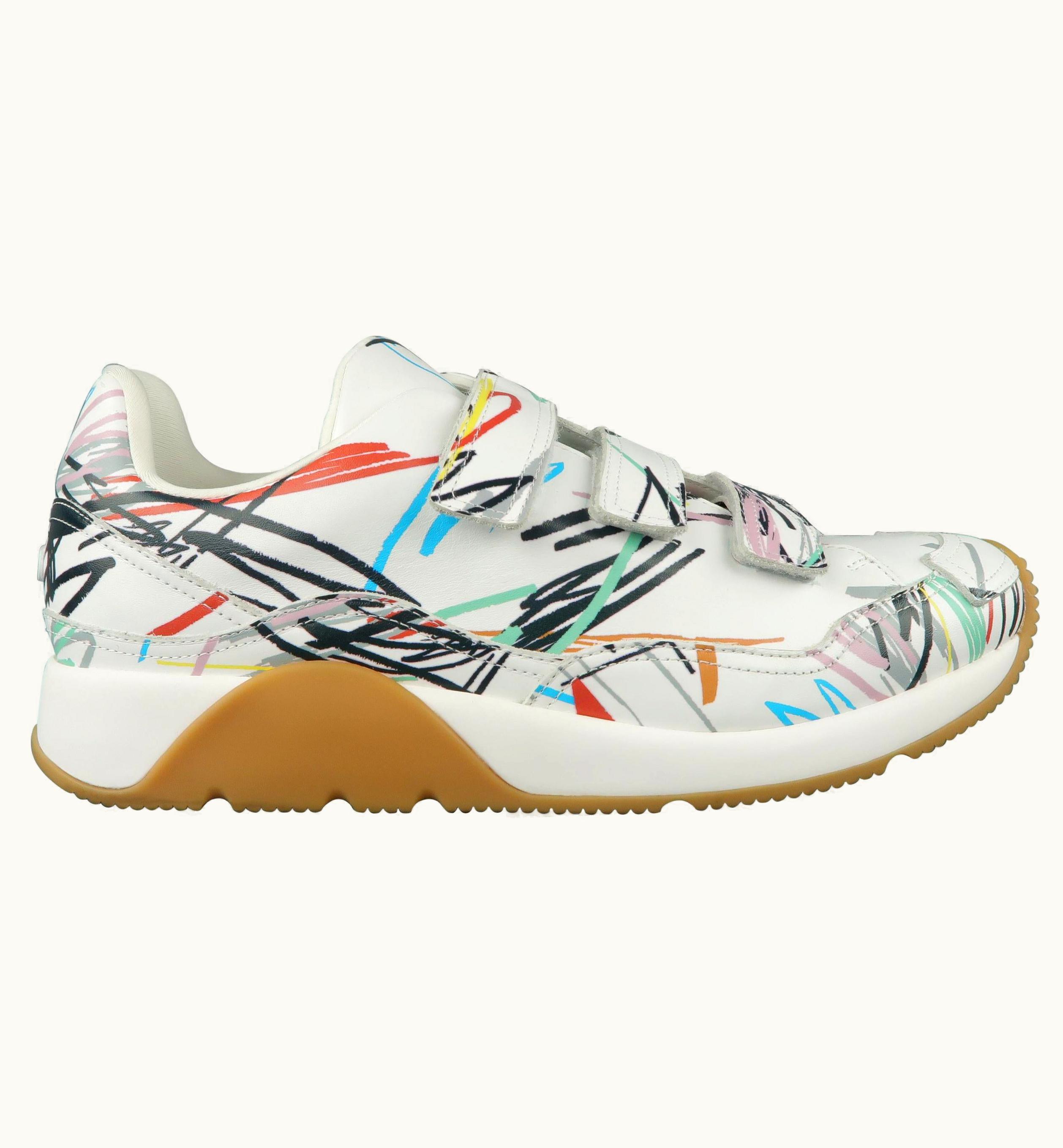 Dior Homme Sneakers - Spring 2015 - White Scribble Print Leather Velcro Trainers