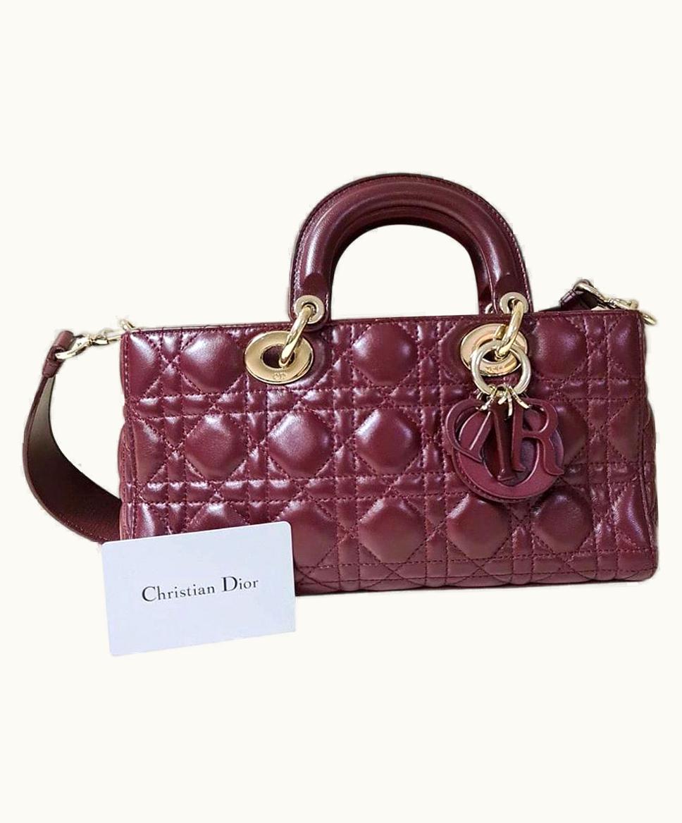 Dior Christian Dior Lady Dior 2016 Burgundy Rectangular Leather Bag