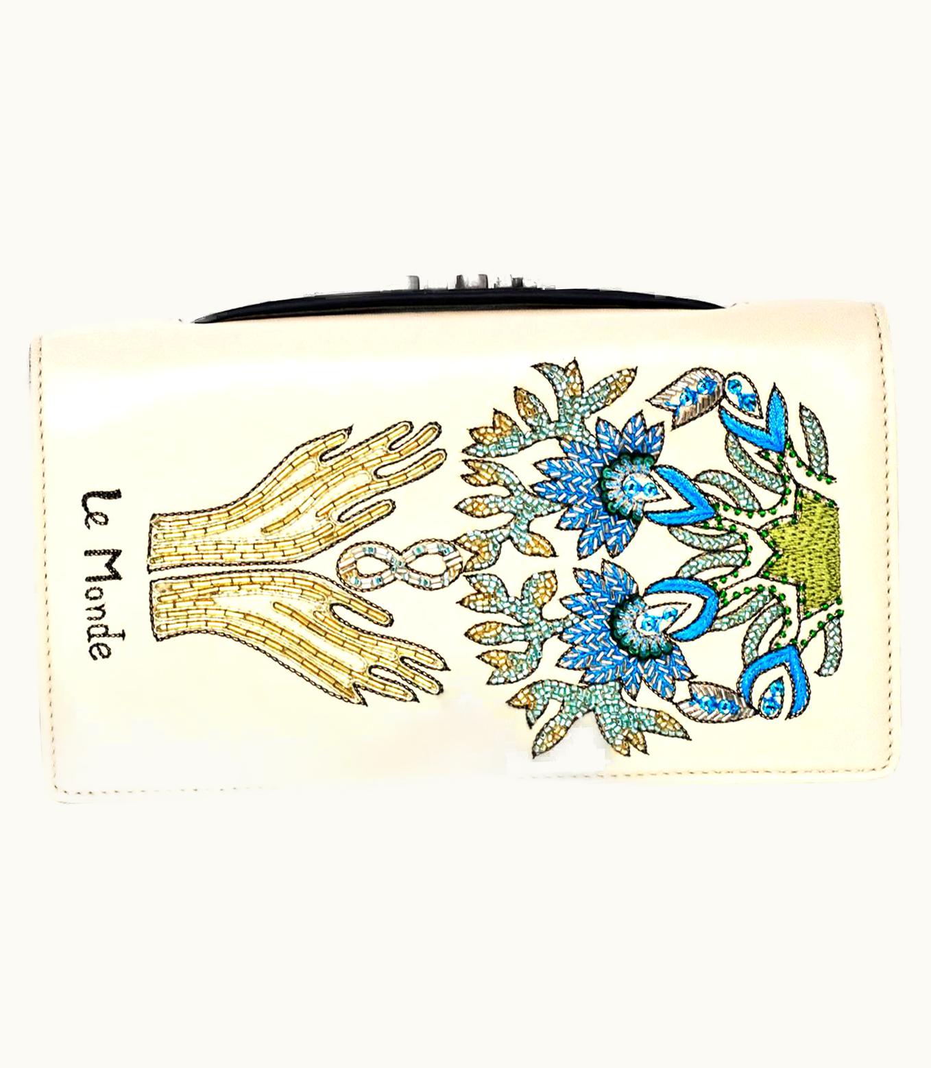 Dior Christian Dior 2017 Nude Embroided Le Monde Tarot Pouch Clutch With Db