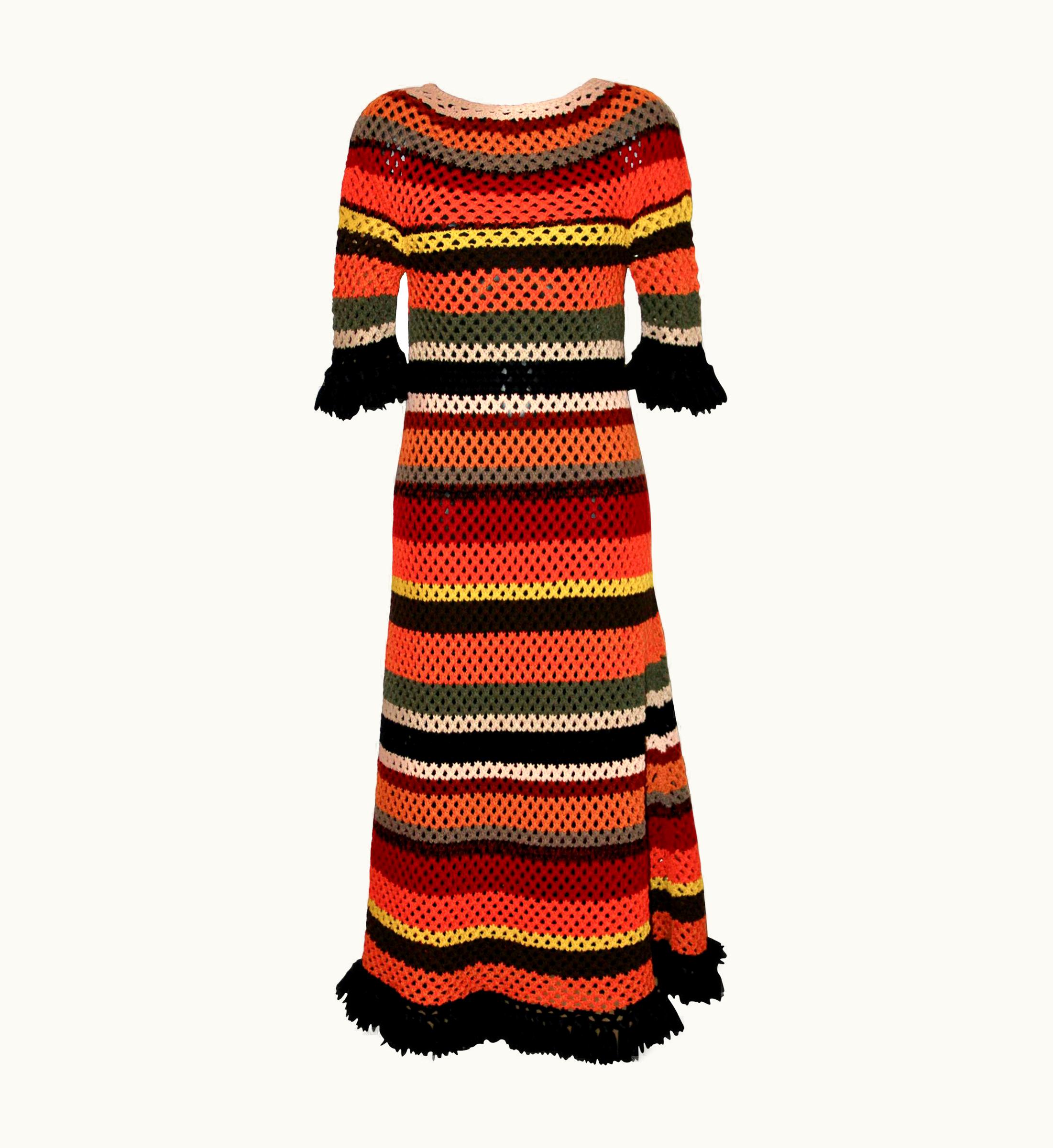 Dior Christian Dior Resort 2018 Crochet Stripes Knit Dress