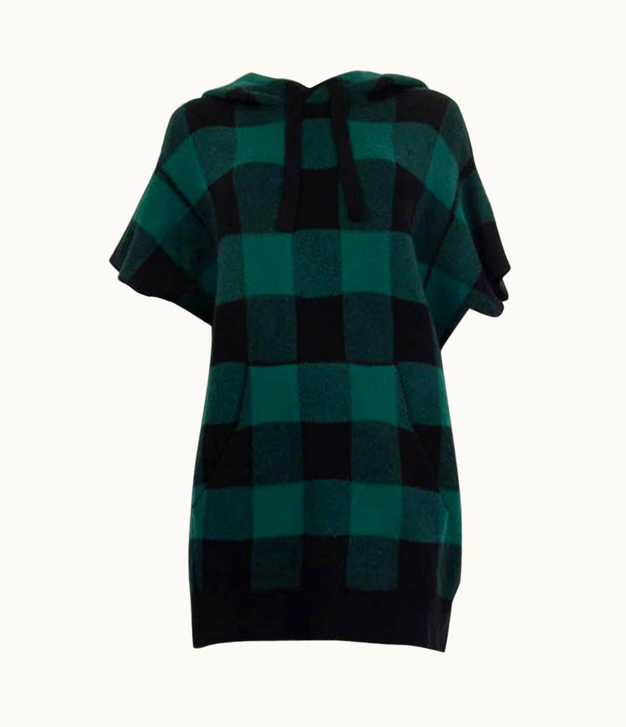 Dior Christian Dior Green & Black Cashmere J'adior 8 Plaid Hooded Sweater