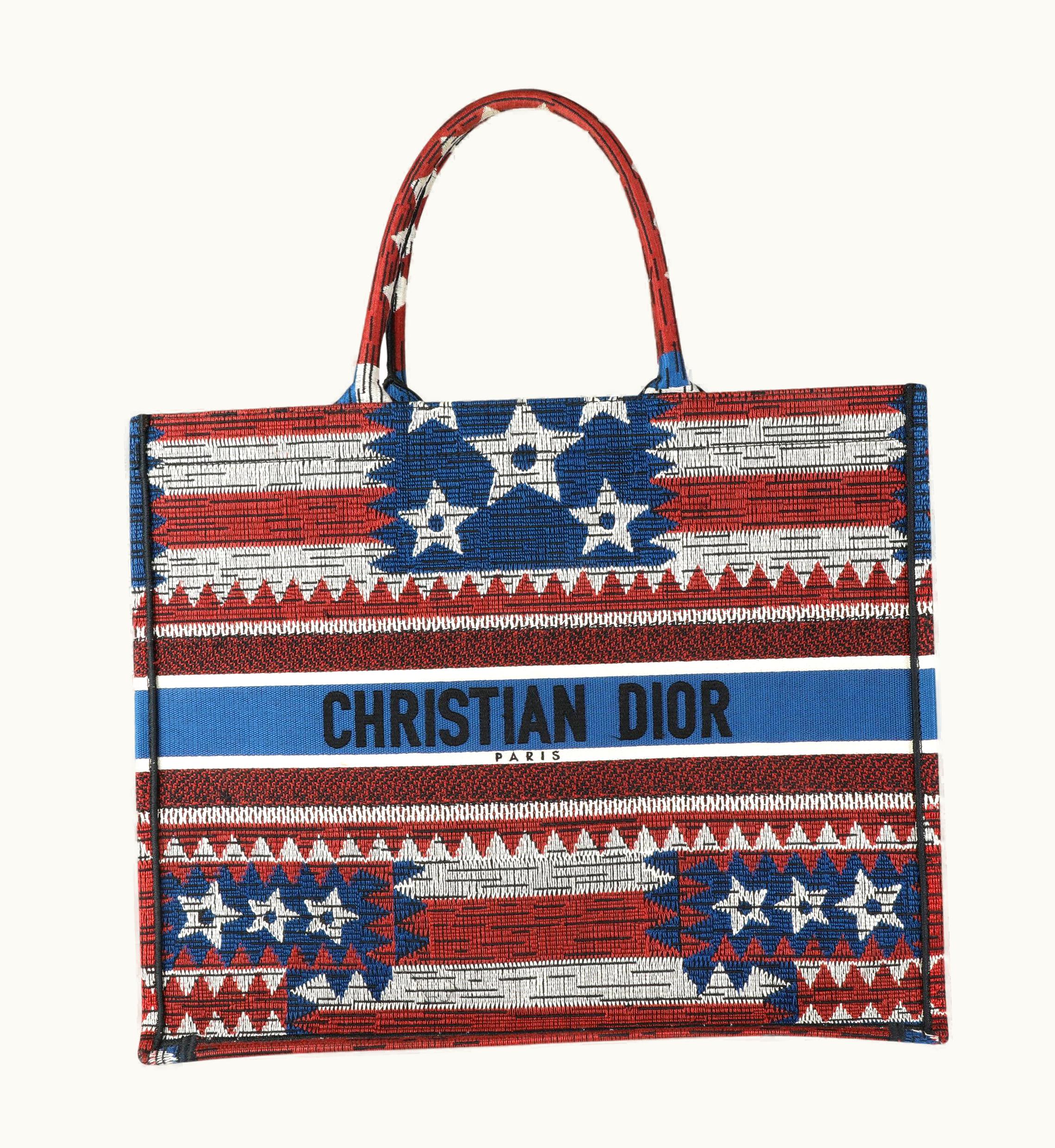 Dior Red, White, & Blue American Flag Large Book Tote