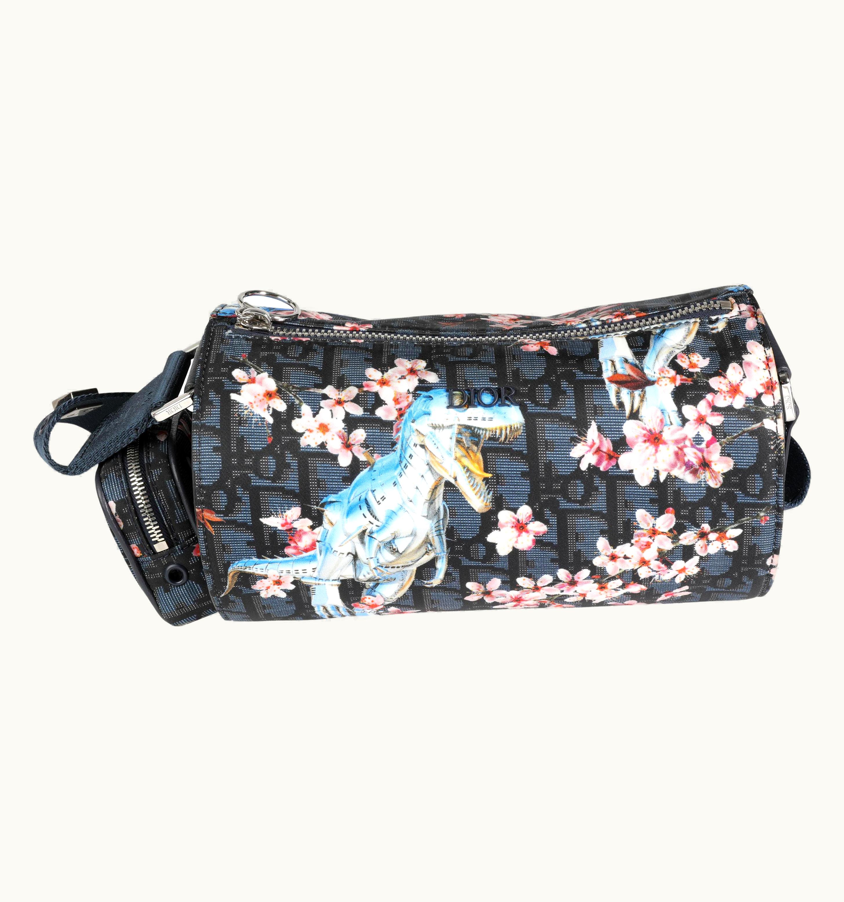 Dior Sorayama Robot Dinosaur Nylon & Navy Leather Roller Shoulder Bag UZ0571542
