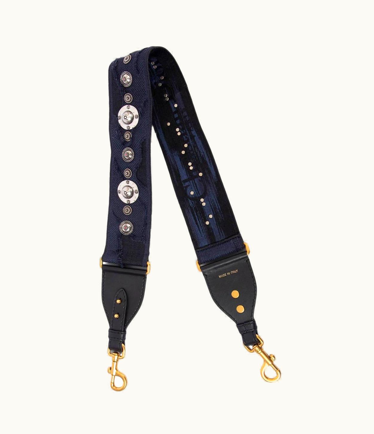 Dior Christian Dior Dark Blue 2020 Embroidered & Studded Camouflage Shoulder Strap