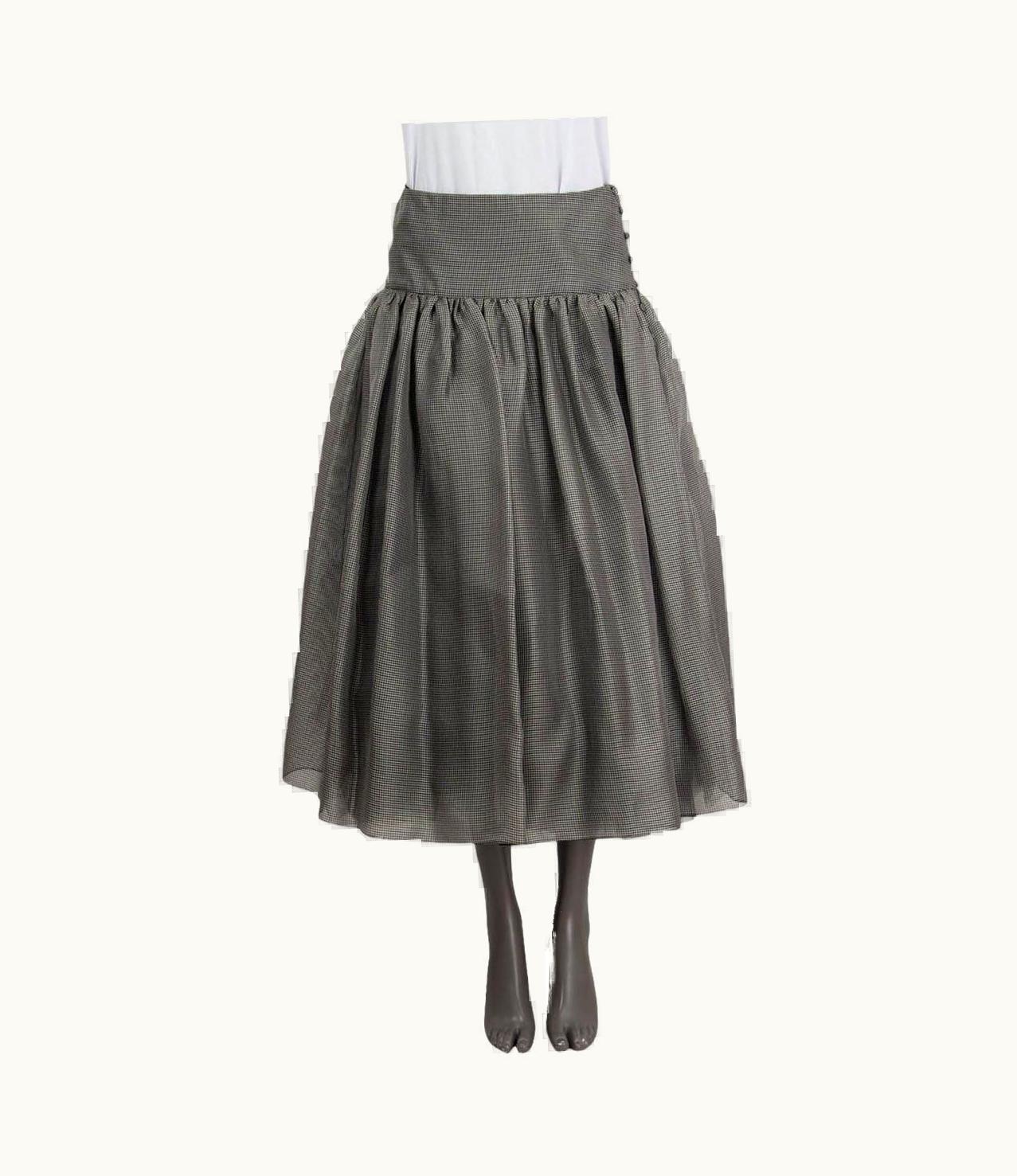 Dior Christian Dior Grey 2020 Small Checks Gauze Midi Skirt