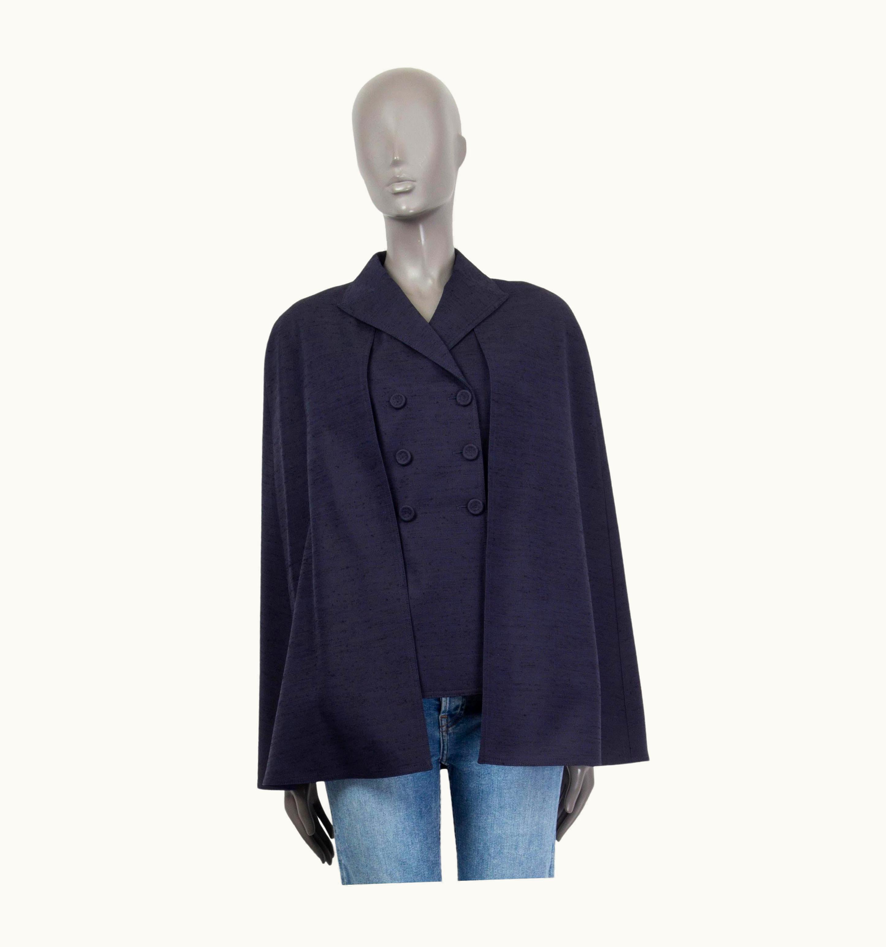 Dior Christian Dior Navy Blue Cotton 2020 Shantung Cape Jacket