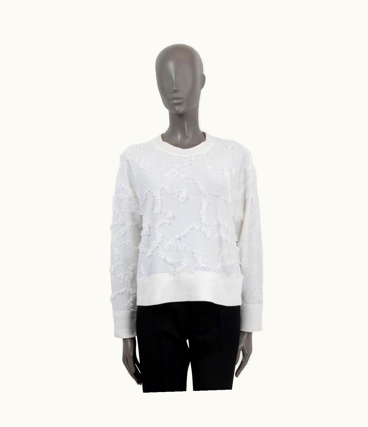 Dior Christian Dior White Cashmere 2020 Fringed Crewneck Sweater