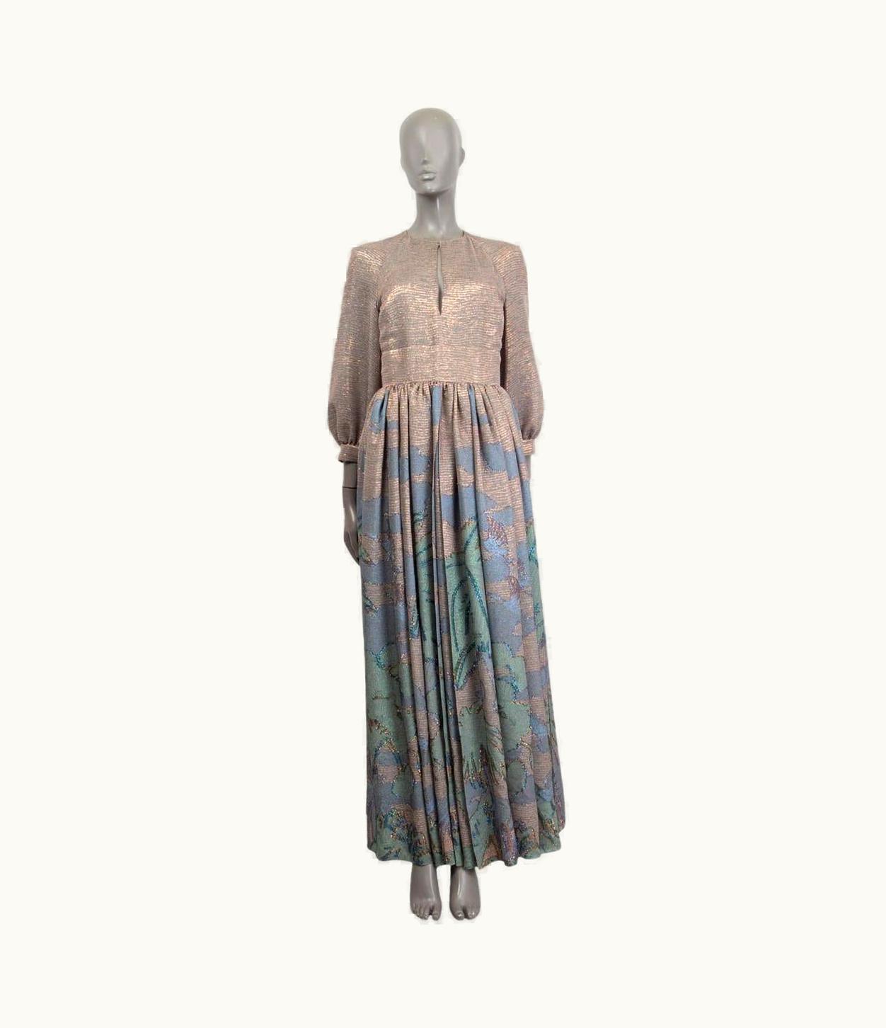Dior Christian Dior Copper Silk 2020 Lurex 3/4 Sleeve Gown Maxi Dress
