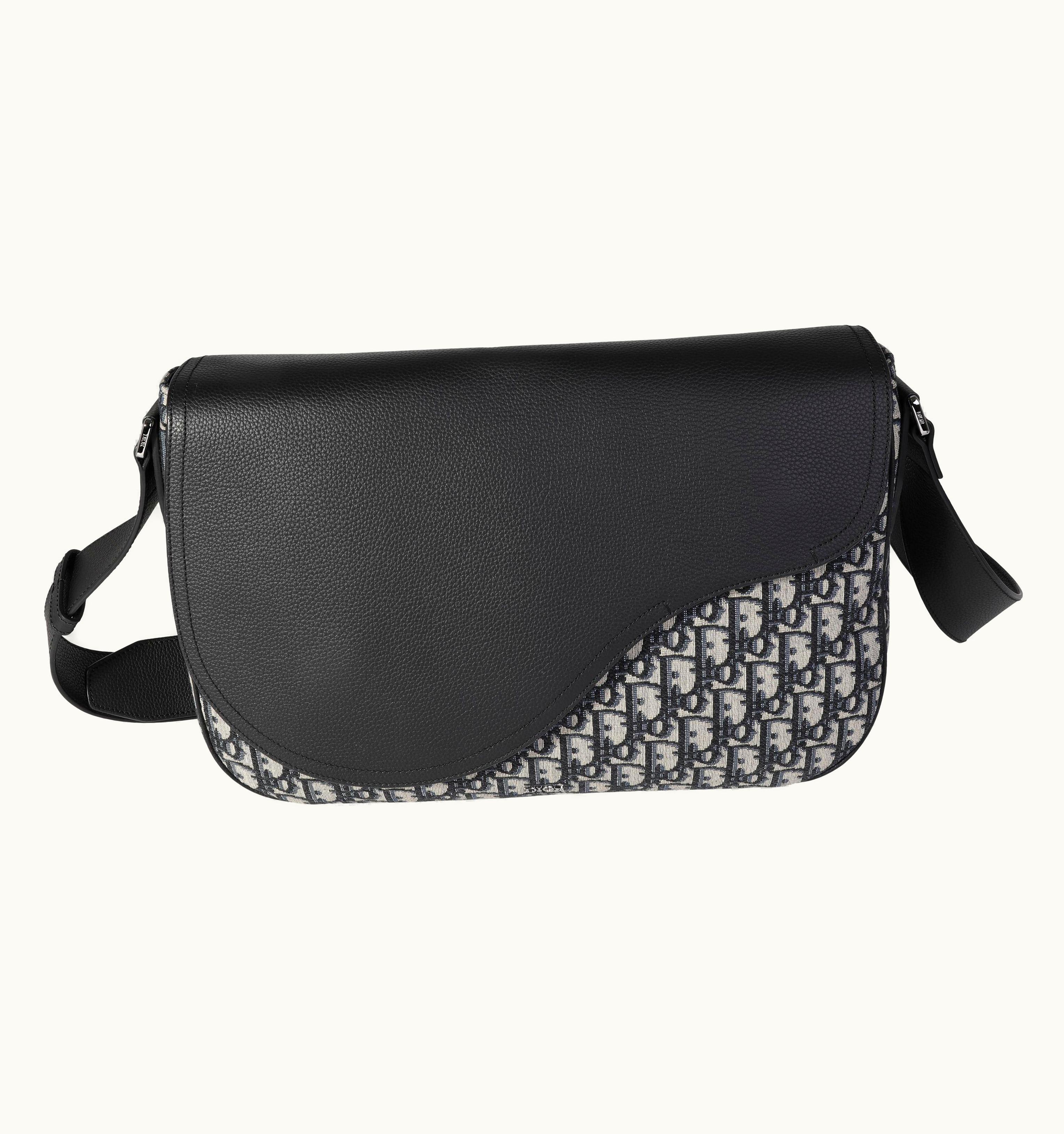 Dior Blue Oblique & Leather Saddle Messenger Bag