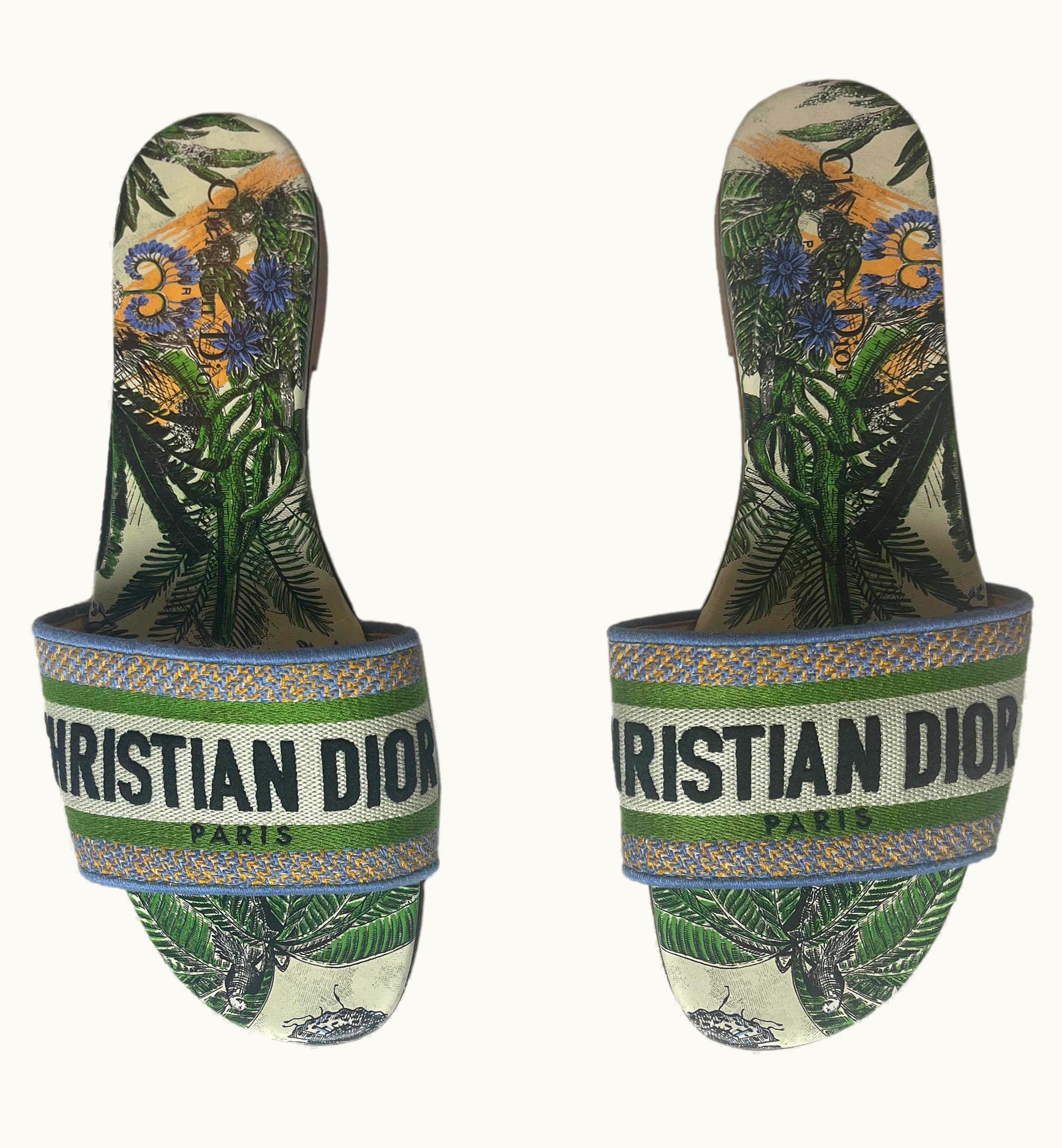 Dior Christian Dior 2020 Canvas Embroidered Dway Slides