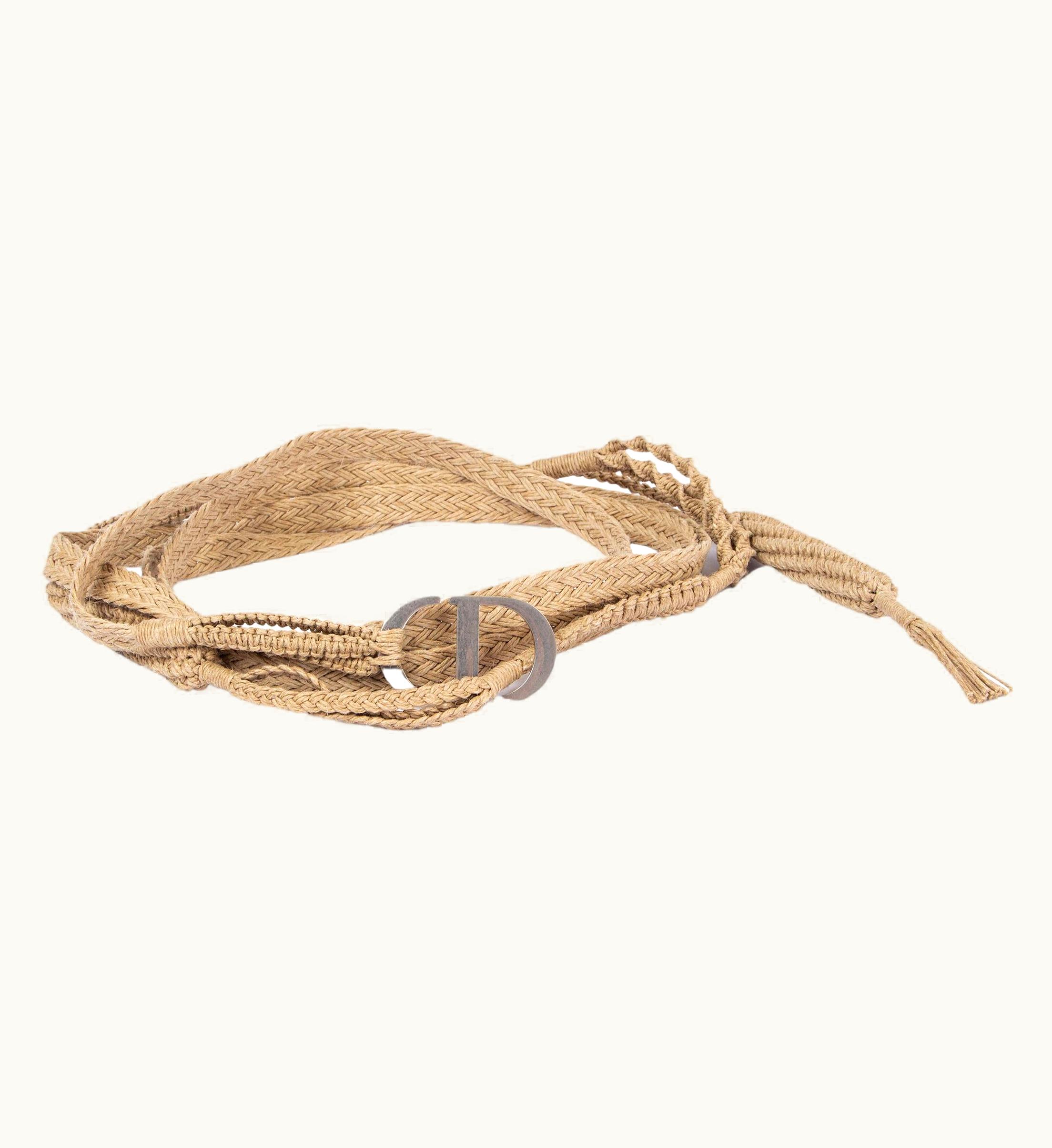 Dior Christian Dior Natural Raffia 2020 Cd Double Wrap Rope Belt