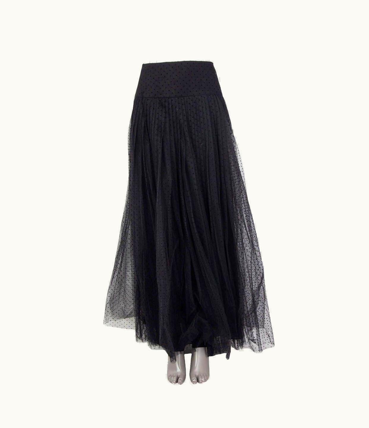 Dior Christian Dior Black 2020 Pleate Dotte Tulle Maxi Skirt