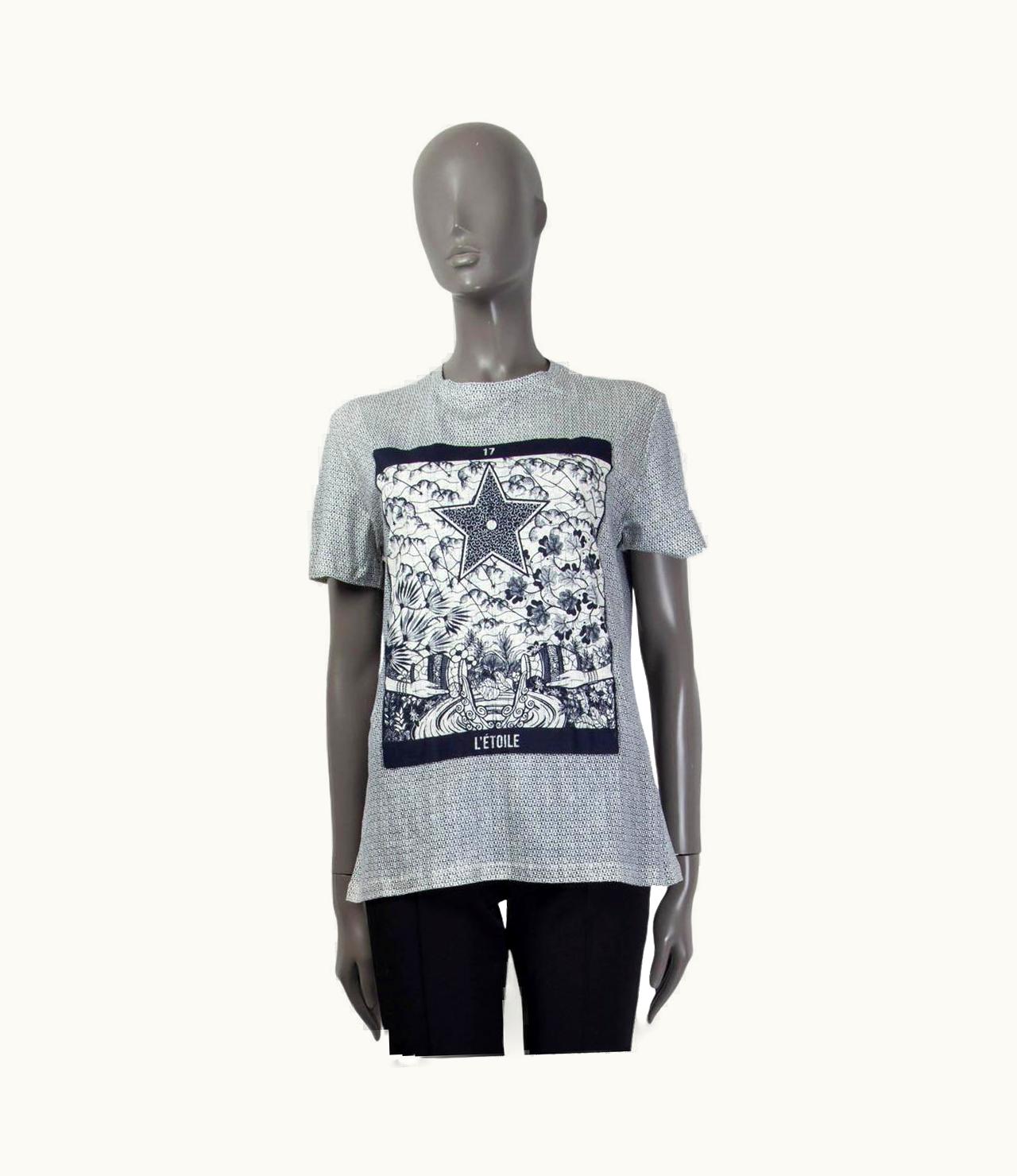 Dior Christian Dior Blue & Grey Cotton 2020 Tarot Etoile 17 T-Shirt