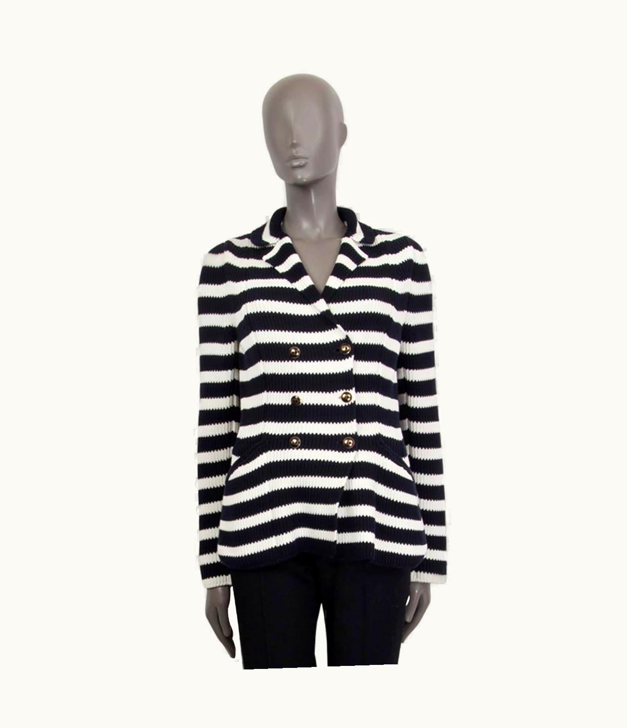 Dior Christian Dior Black & White Cotton 2021 Striped Rib Knit Bar Jacket