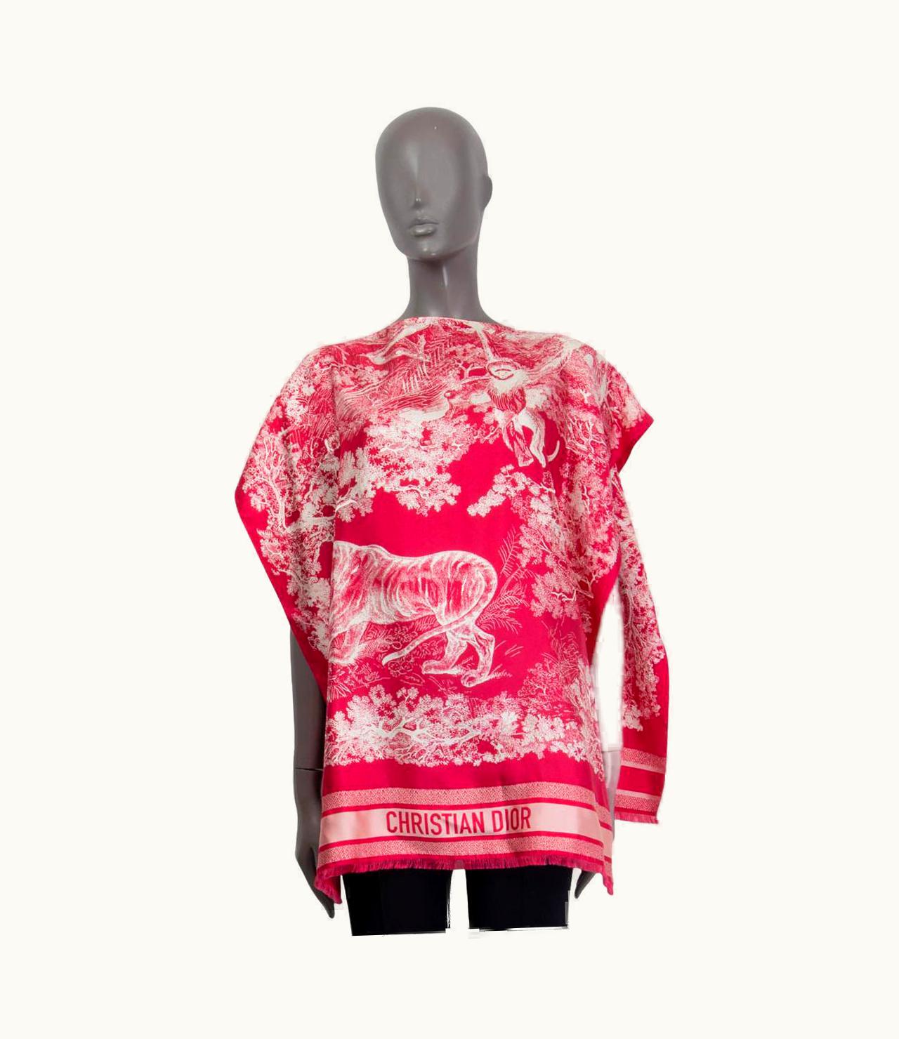 Dior Christian Dior Pink Silk 2021 Dioriviera Poncho Blouse Shirt One Size