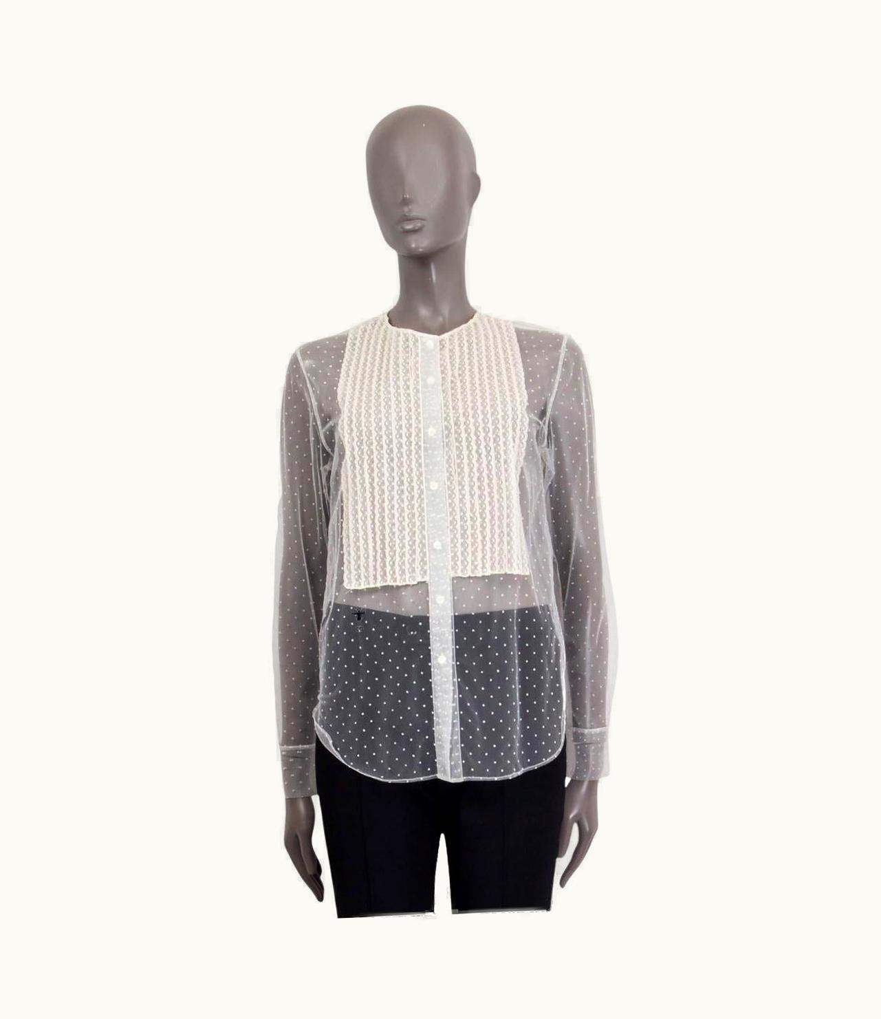 Dior Christian Dior White 2021 Plumetis Sheer Tulle Blouse Shirt