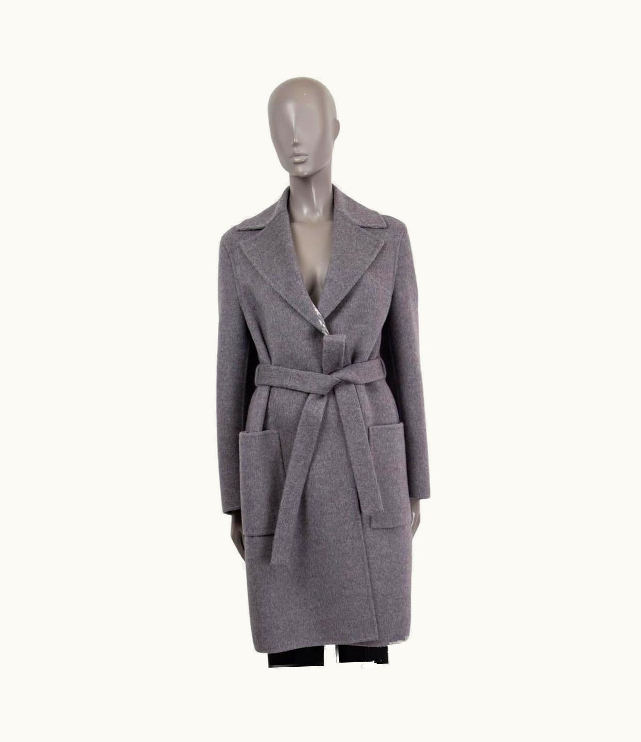 Dior Christian Dior Grey Wool Double Sided Belted Coat Jacket