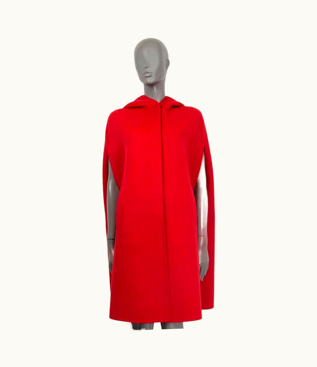 Dior Christian Dior Red Wool 2021 Double Face Hooded Cape Jacket