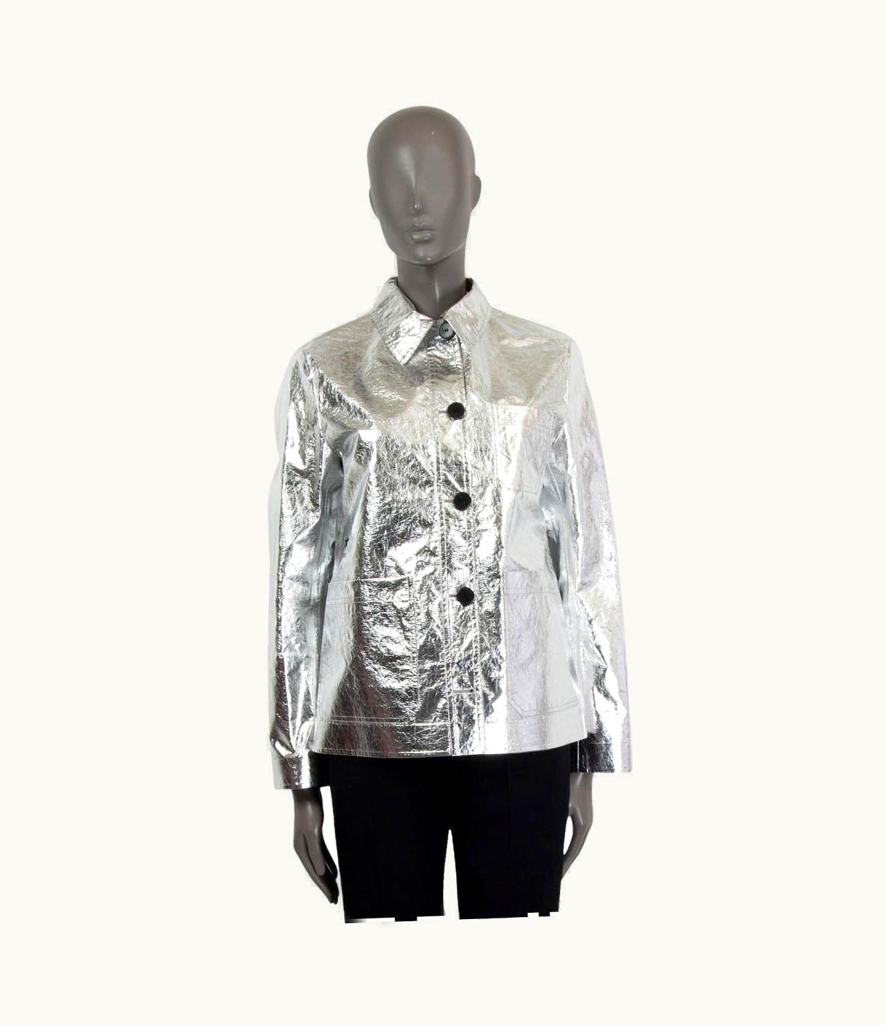 Dior Christian Dior Metallic Silver 2021 Caro Crinkled Jacket