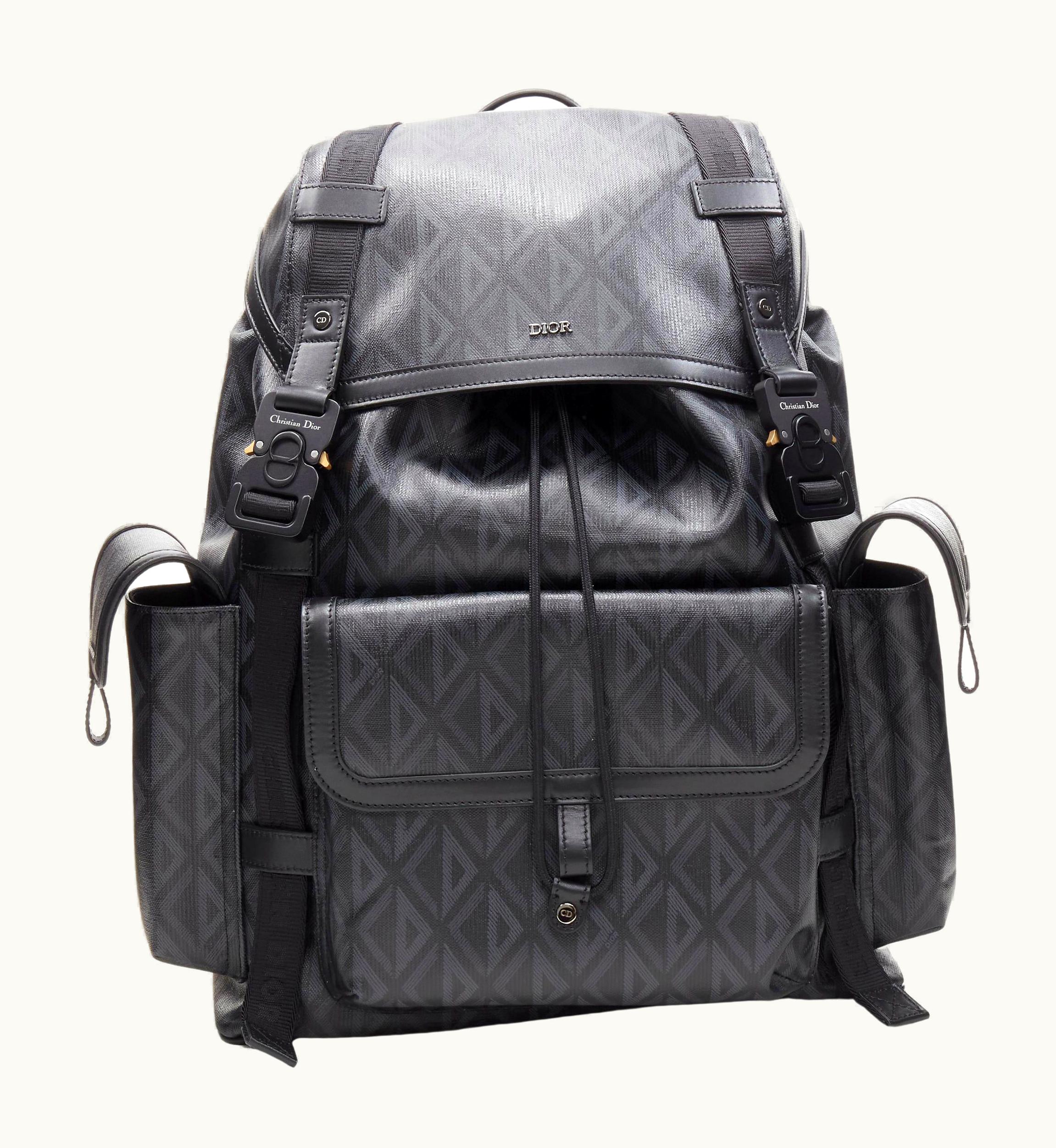 Dior 2022 HIt The Road Black Cd Diamond Canvas Logo Backpack