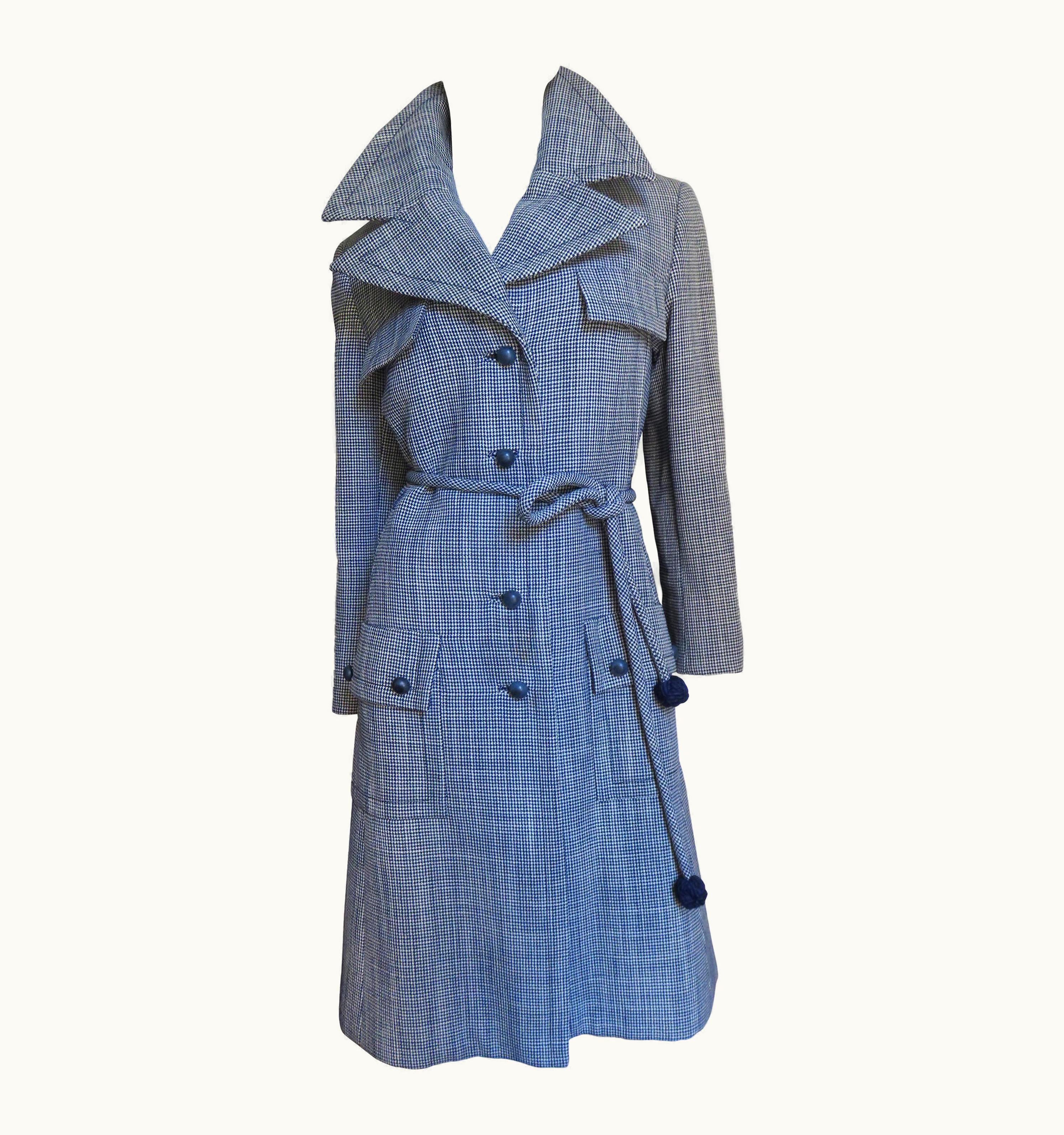 Dior Christian Dior Houndstooth Wool Coat 1960s