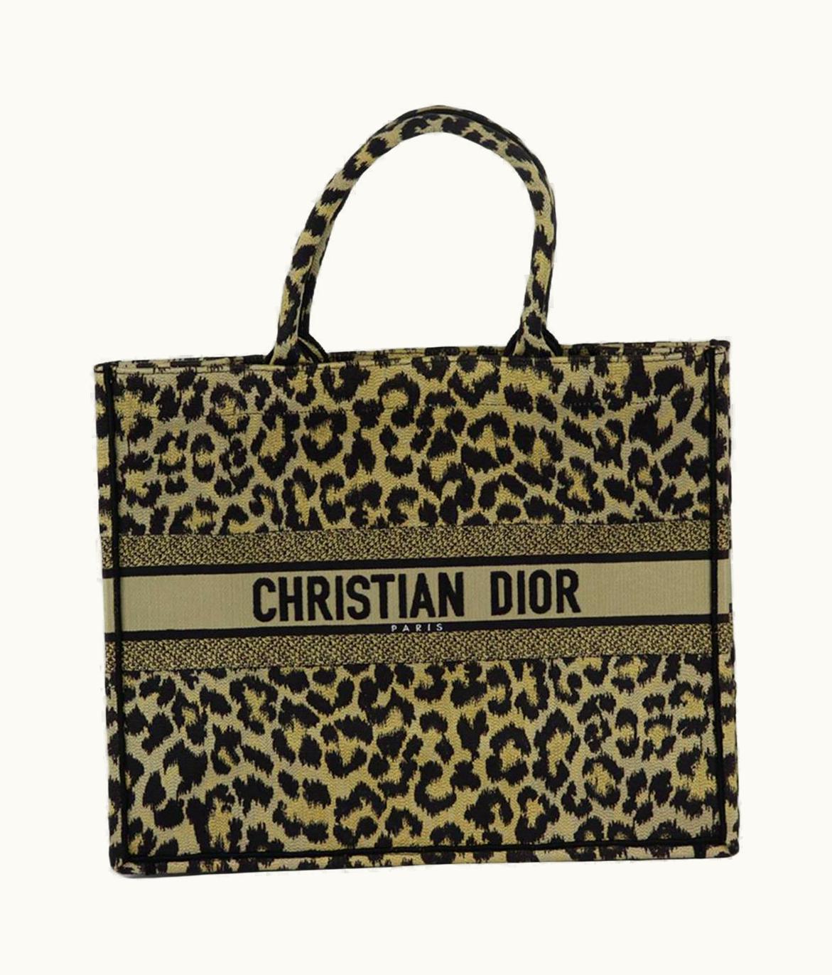 Dior Christian Dior 2021 Book Large Leopard Jacquard Canvas Tote Bag