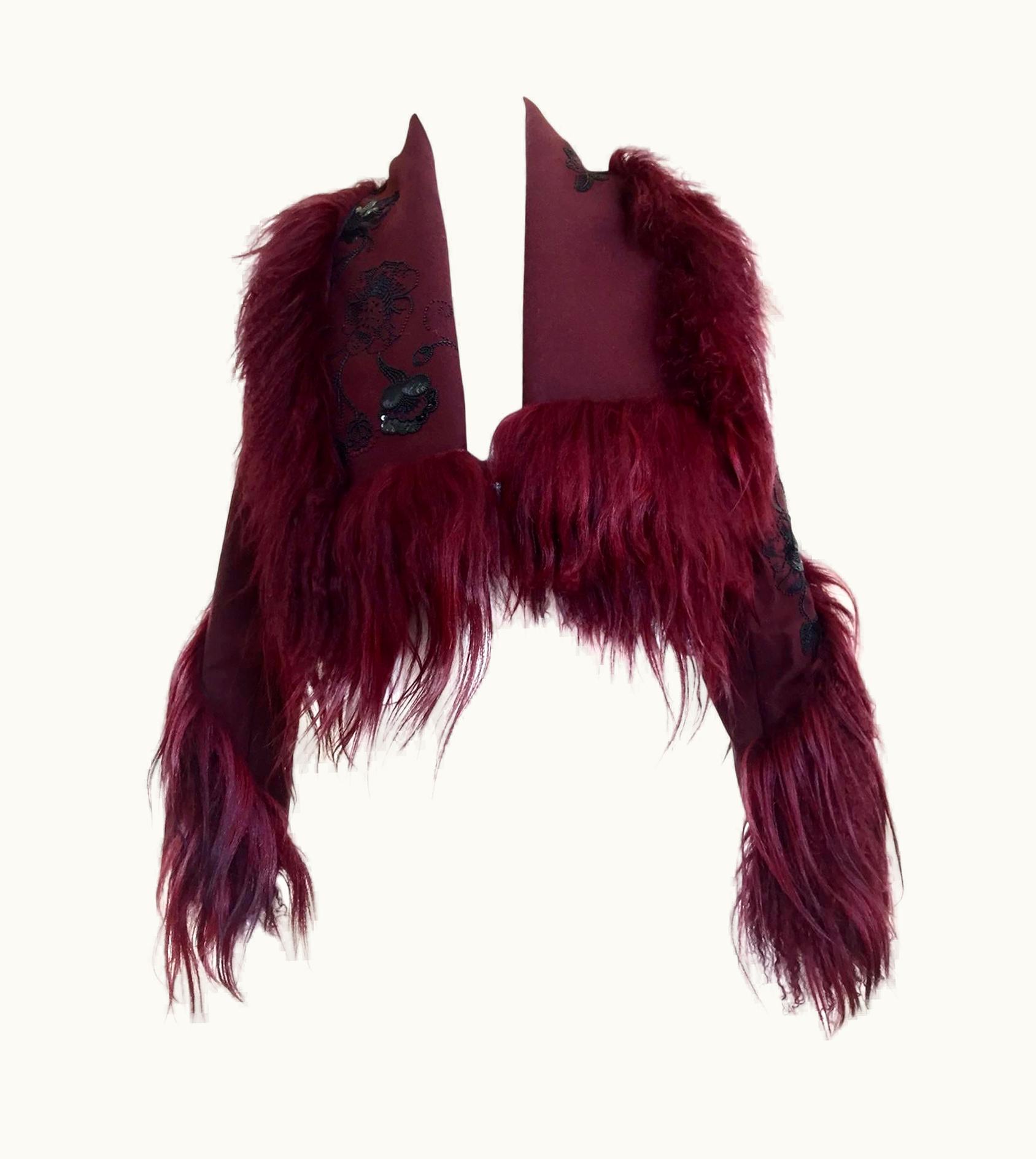 Dior Christian Dior By John Galliano Burgundy Wool Crop Jacket