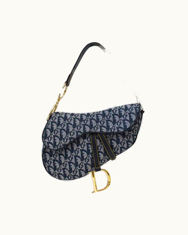 Dior 1990' Christian Dior By John Galliano Blue Logo 'Saddle' Bag