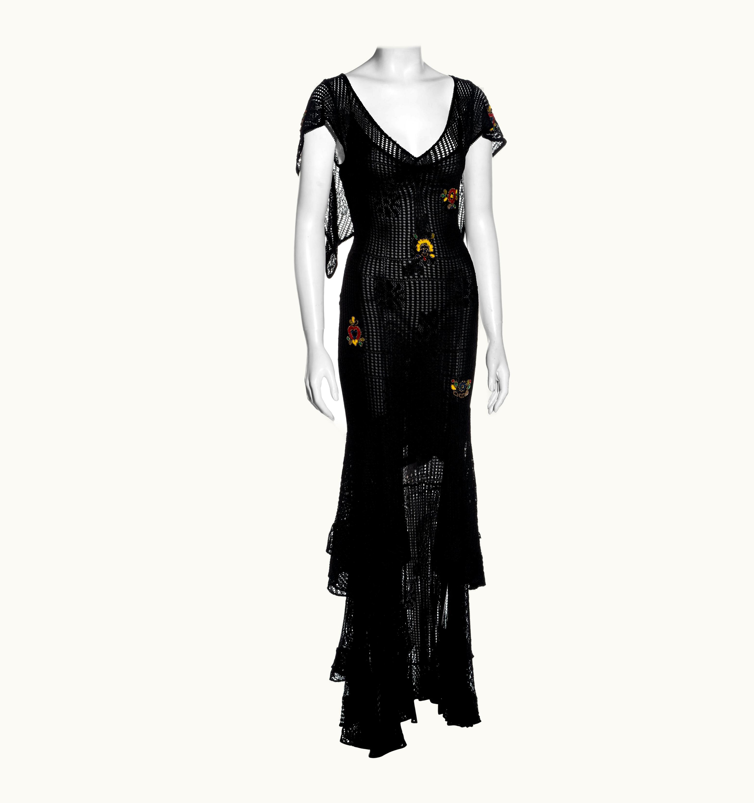 Dior Christian Dior By John Galliano Black Crochet Maxi Dress, AW 2001