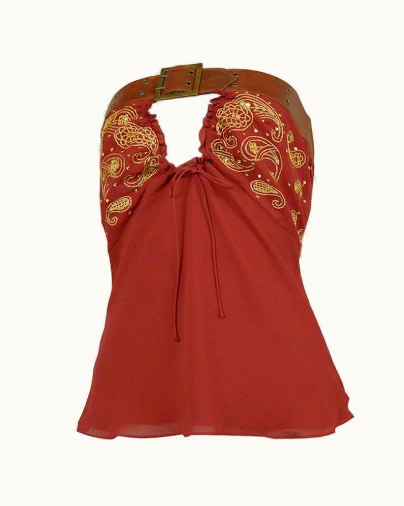 Dior John Galliano For Christian Dior Embroidered Buckle Top 2002