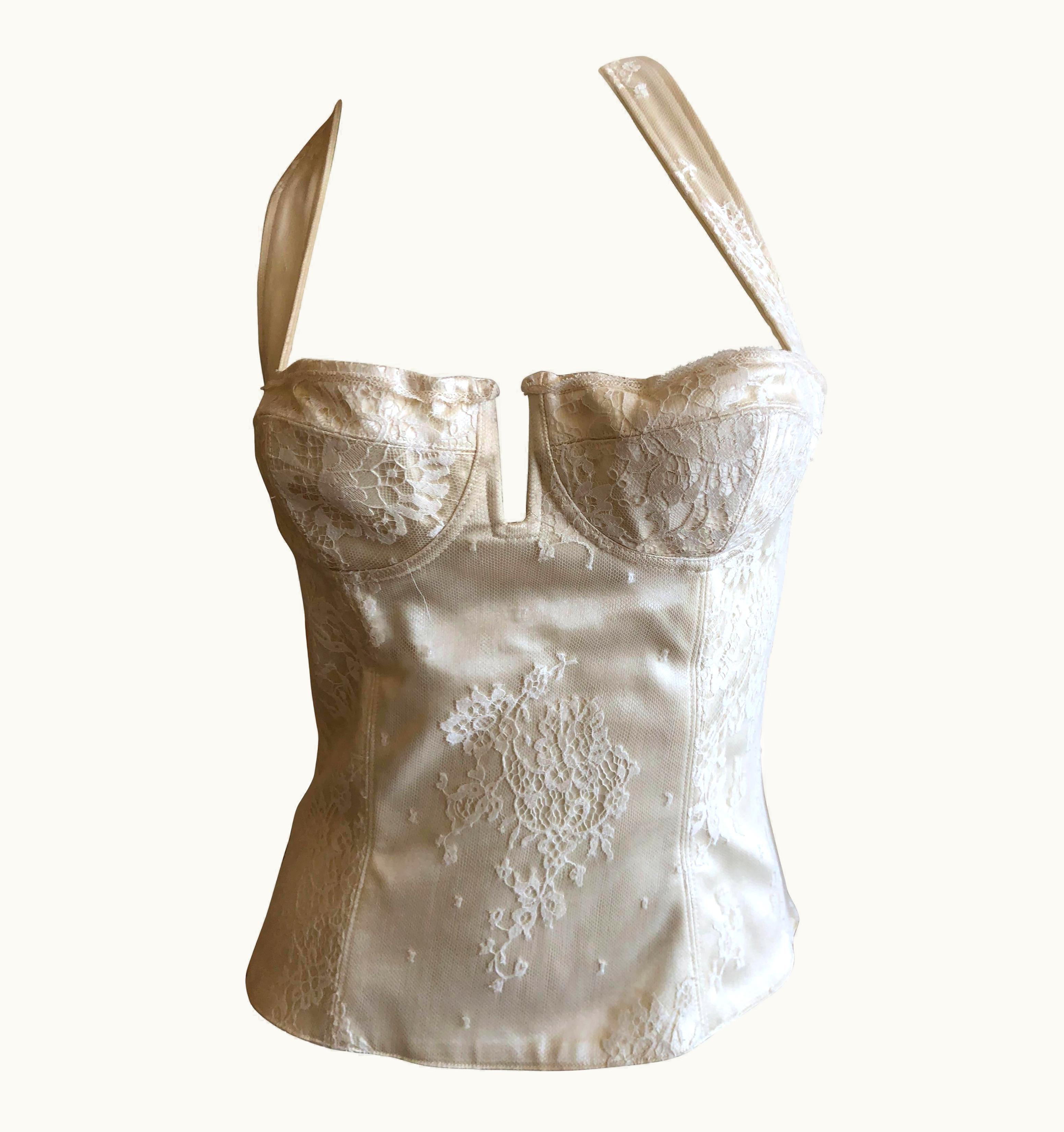 Dior Christian Dior Spring 2004 By John Galliano Vintage Lace Overlay Corset Bustier