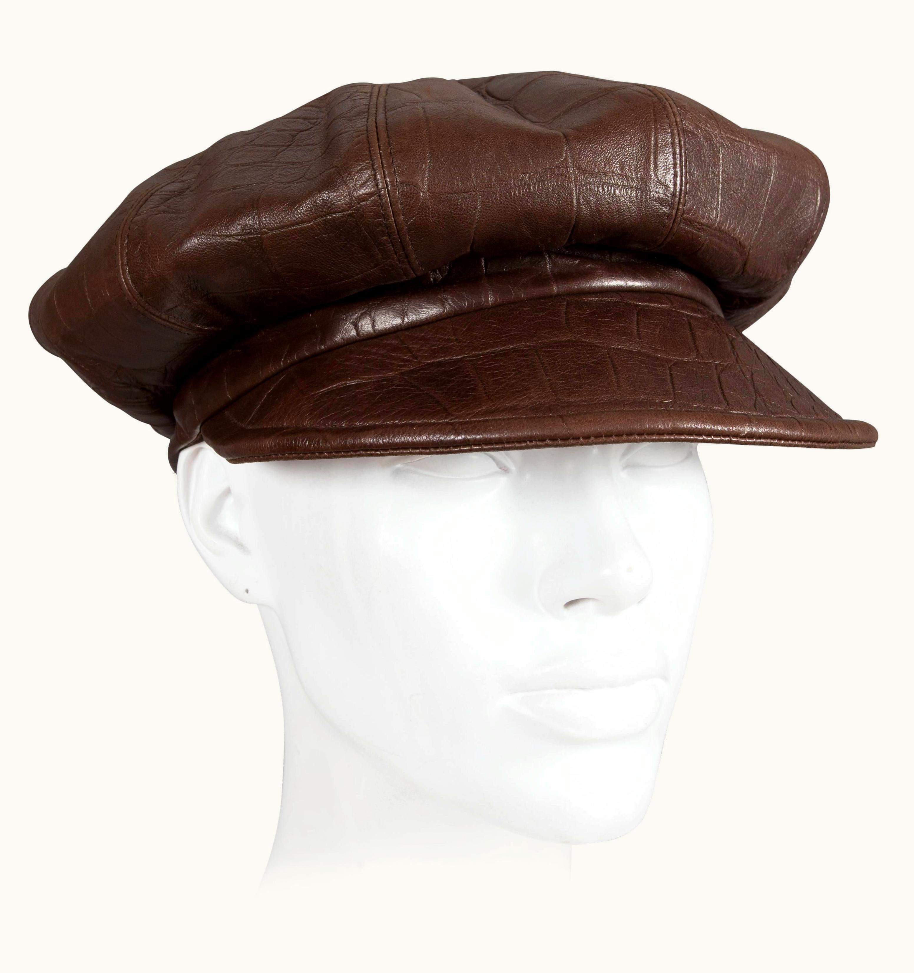 Dior Christian Dior By John Galliano Brown Leather Newsboy Cap, C 2005