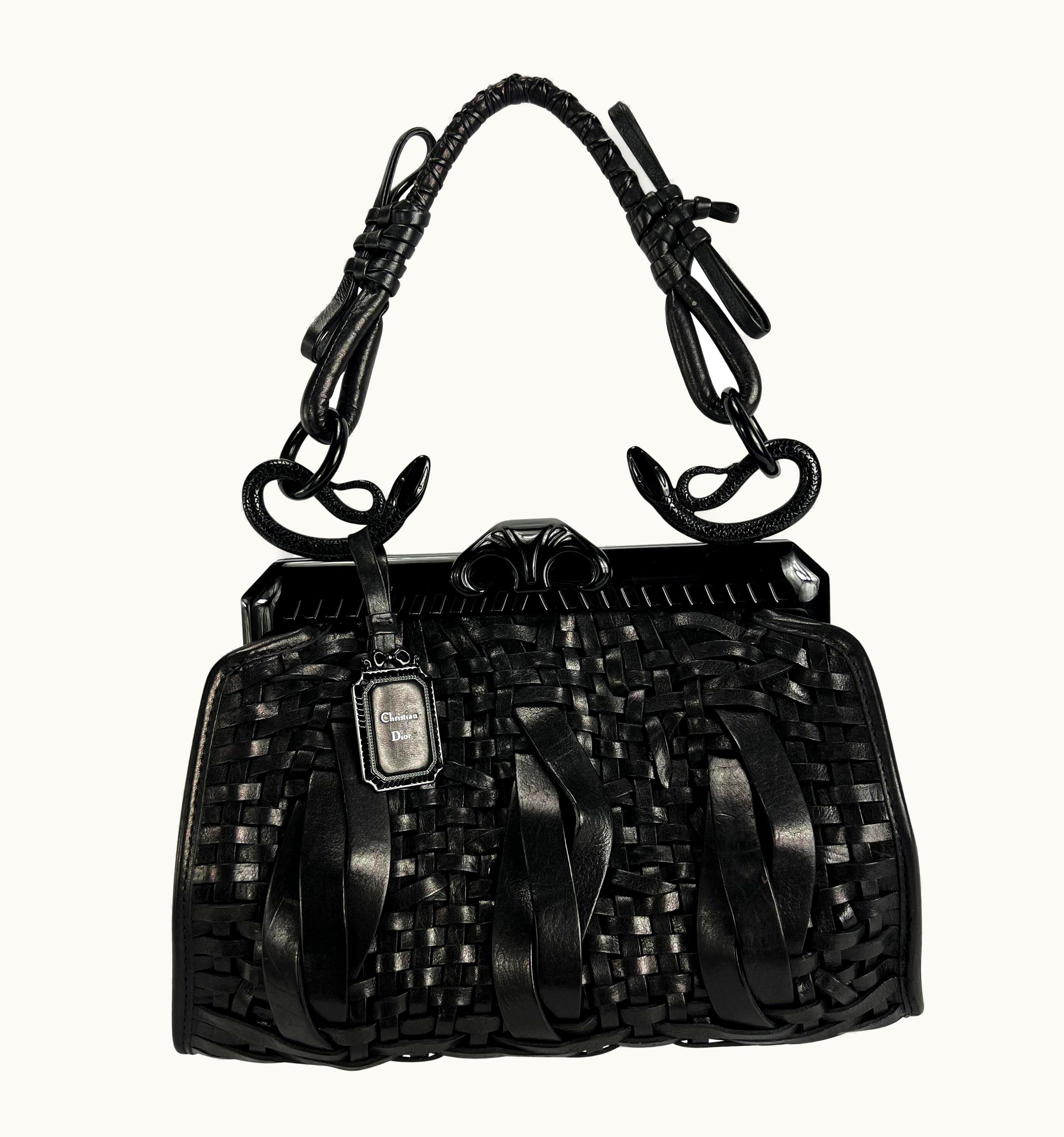 Dior AW 2007 Christian Dior By John Galliano Samurai 1947 Woven Black Leather Bag
