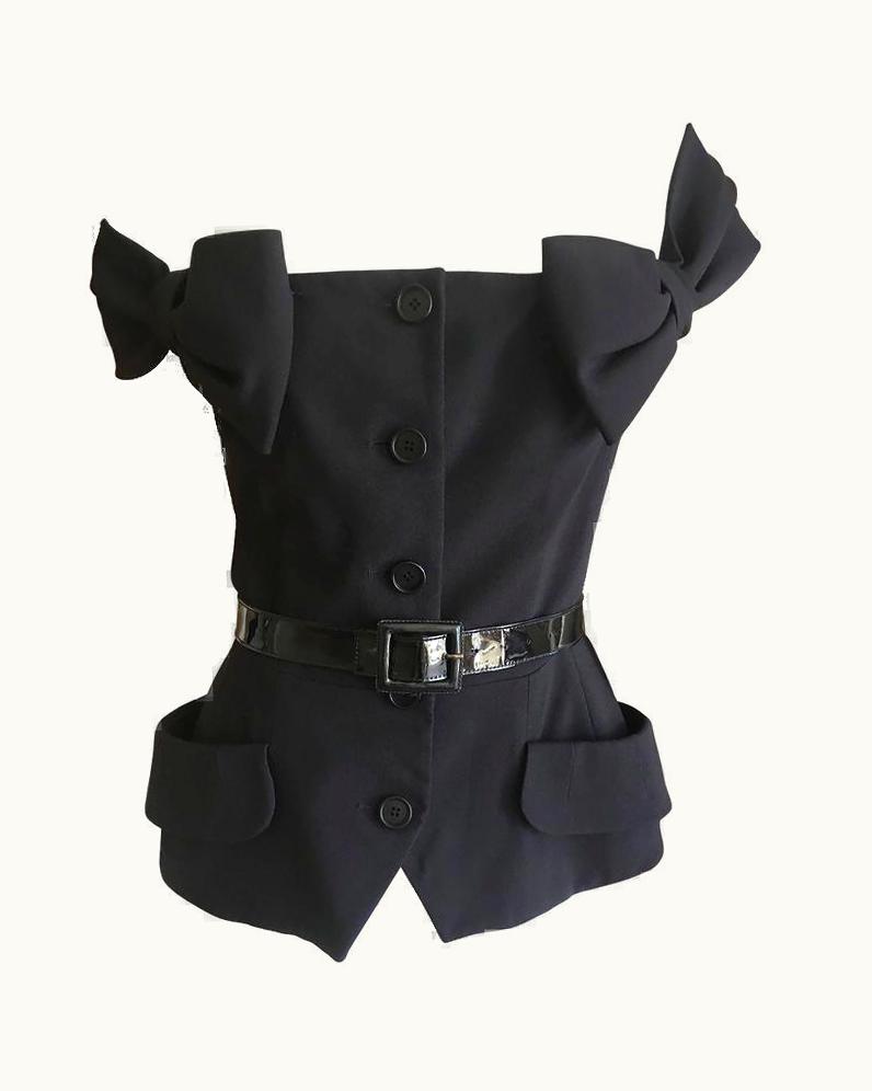 Dior Christian Dior By John Galliano 2011 Black Off The Shoulder Jacket With Bows