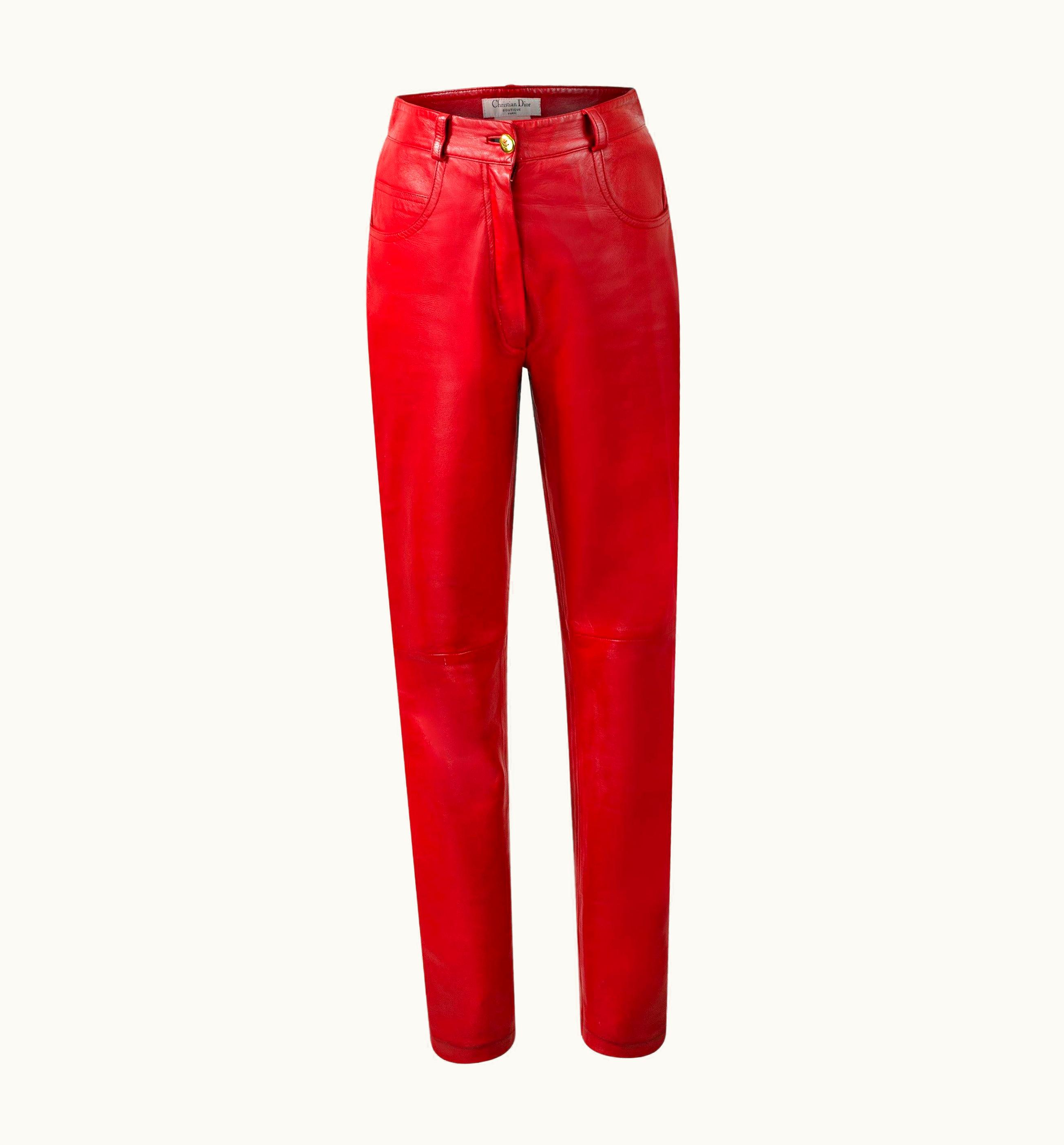 Dior By Gianfranco Ferre S/S 1997 Runway Vintage Red Leather Pants