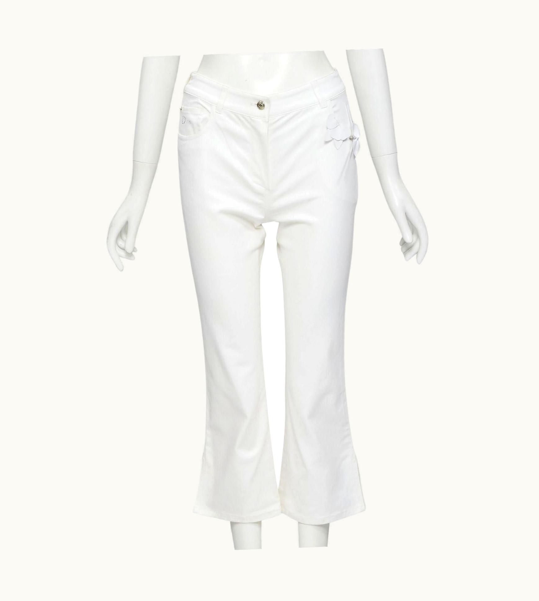 Dior Christian Dior John Galliano Y2k Crystal 3d Petal Cropped Flare Jeans
