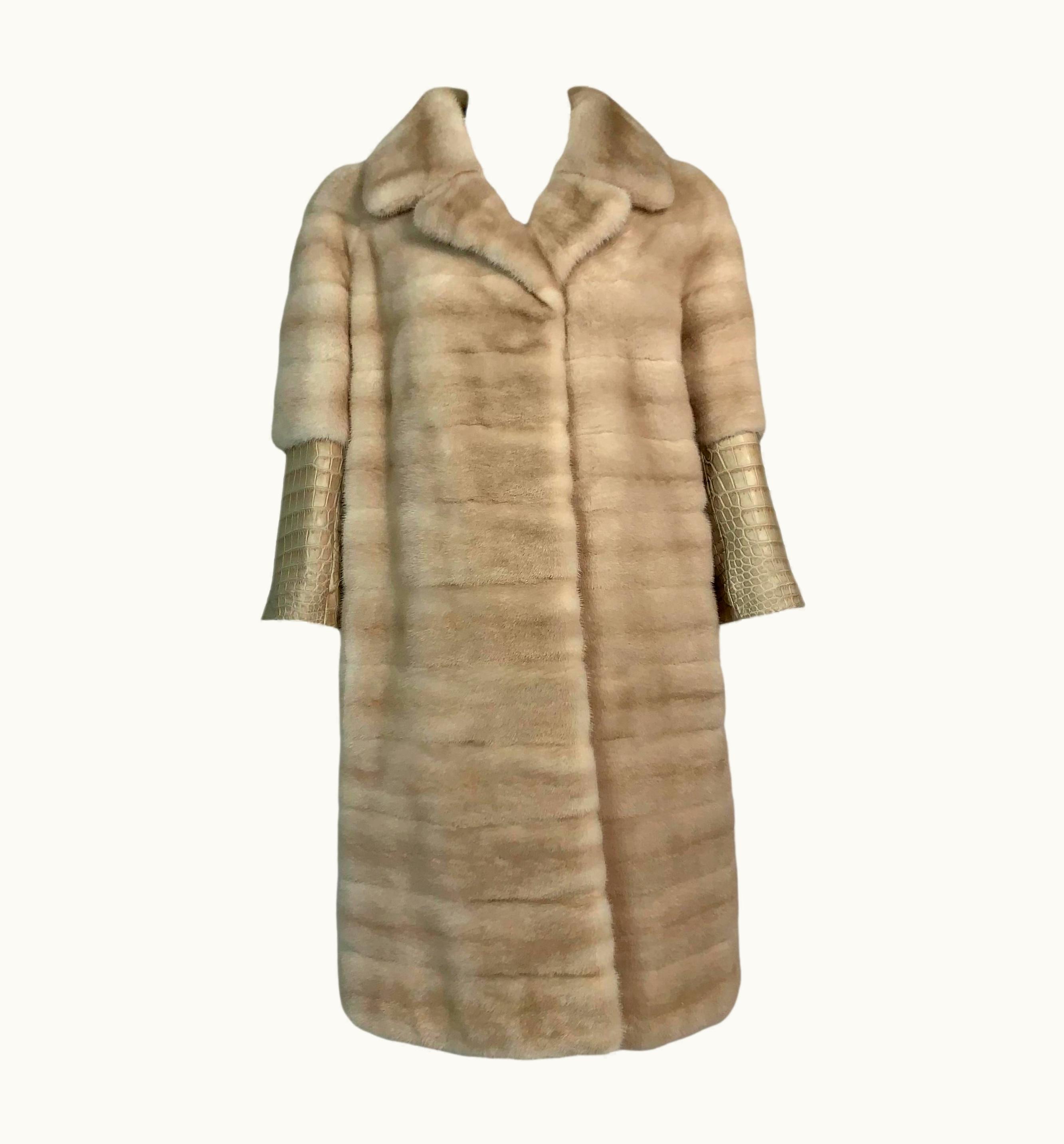 Dior Resort 2012 Christian Dior 60' Mod Blonde Mink Fur & Real Crocodile Coat Jacket