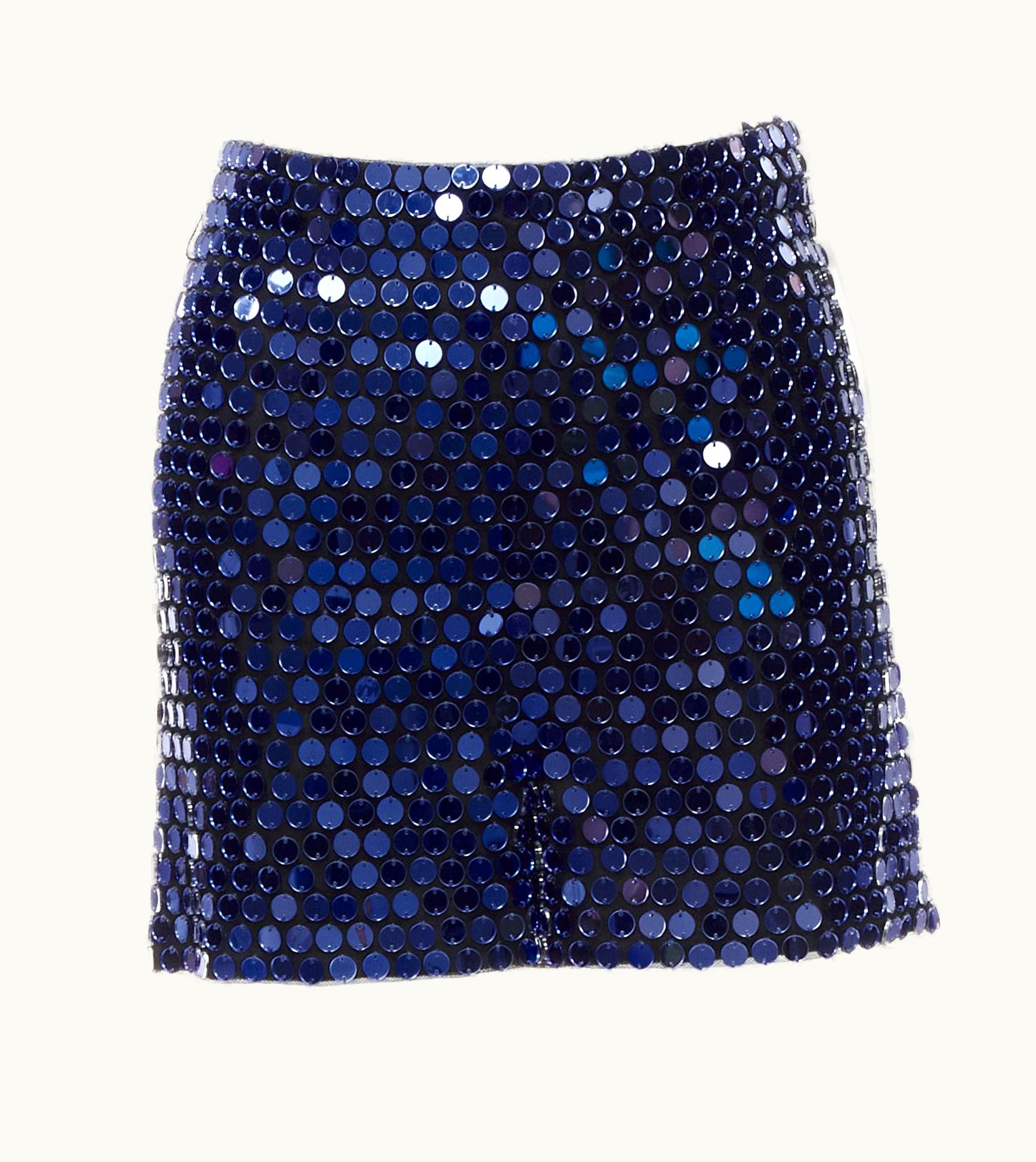 Dior Christian Dior 2021 Blue Mirrored Embellished Black High Waisted Shorts