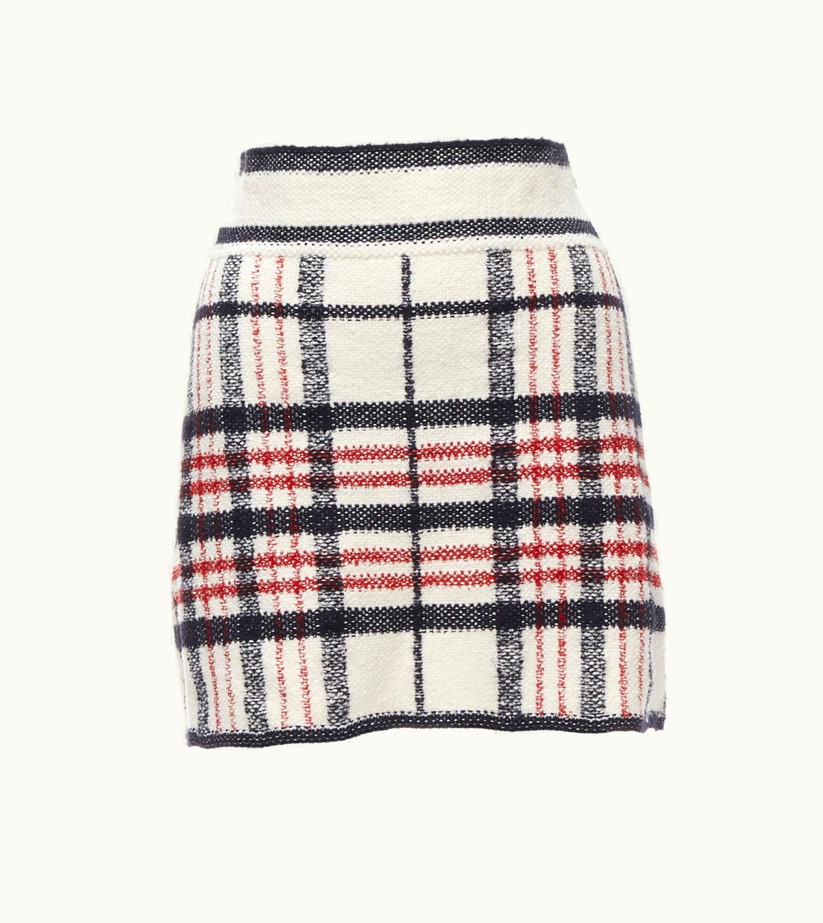 Dior Christian Dior 2022 Cd Logo Red Plaid Checked Boucle Preppy Mini Skirt