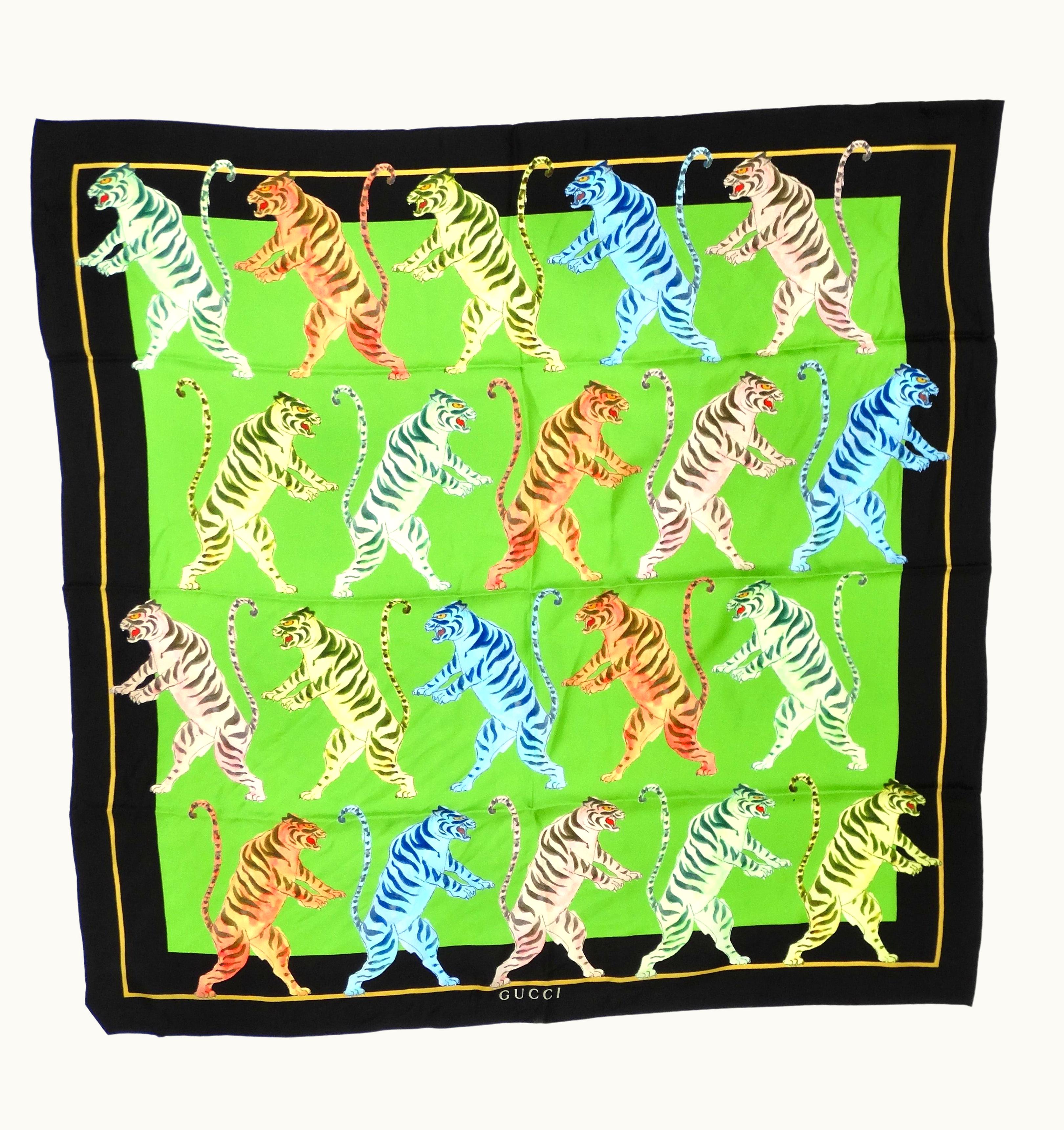 Gucci Fo Fierce Cat Silk Scarf WS/S Tags