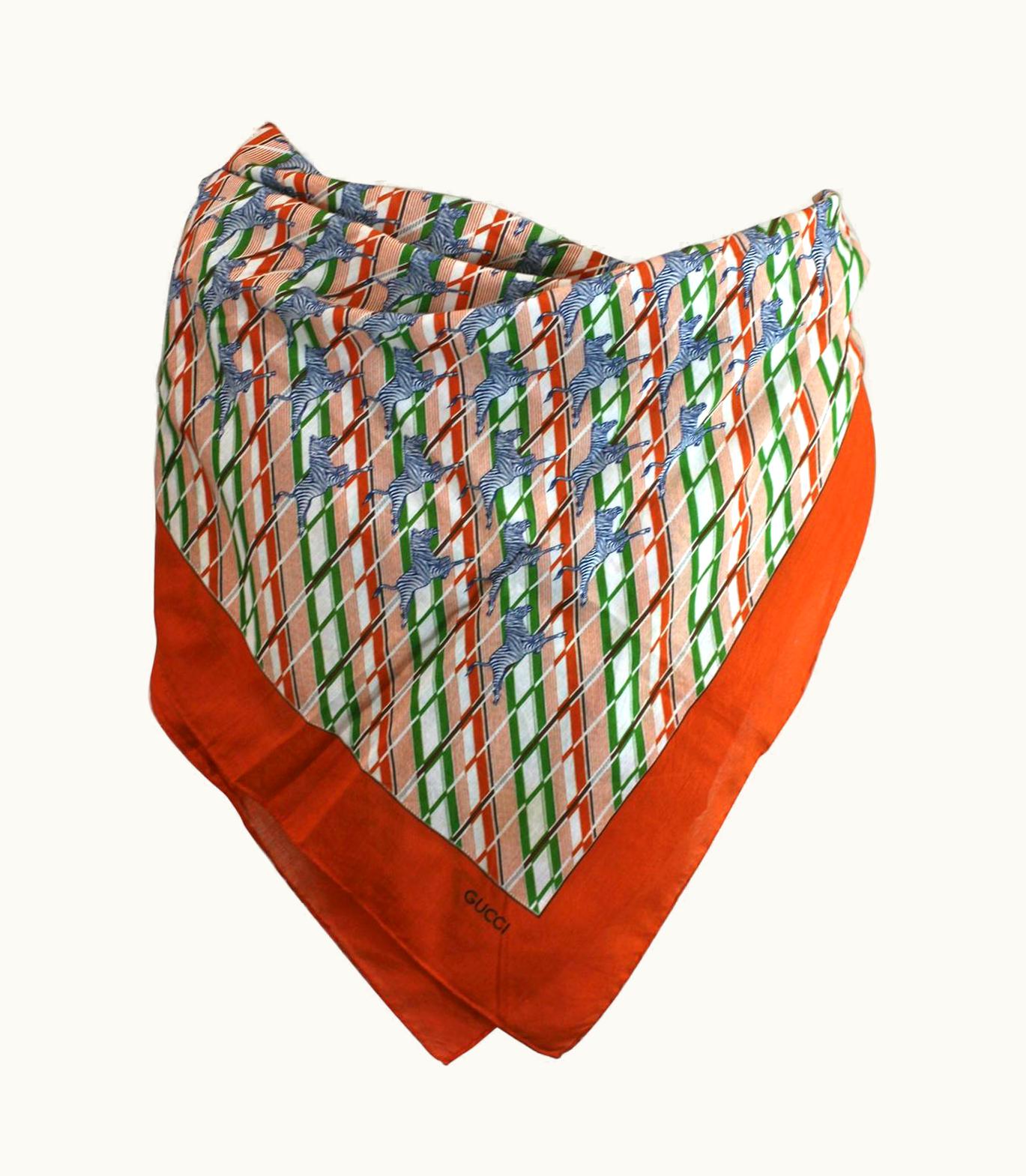 Gucci Vintage Zebra Print Cotton Scarf