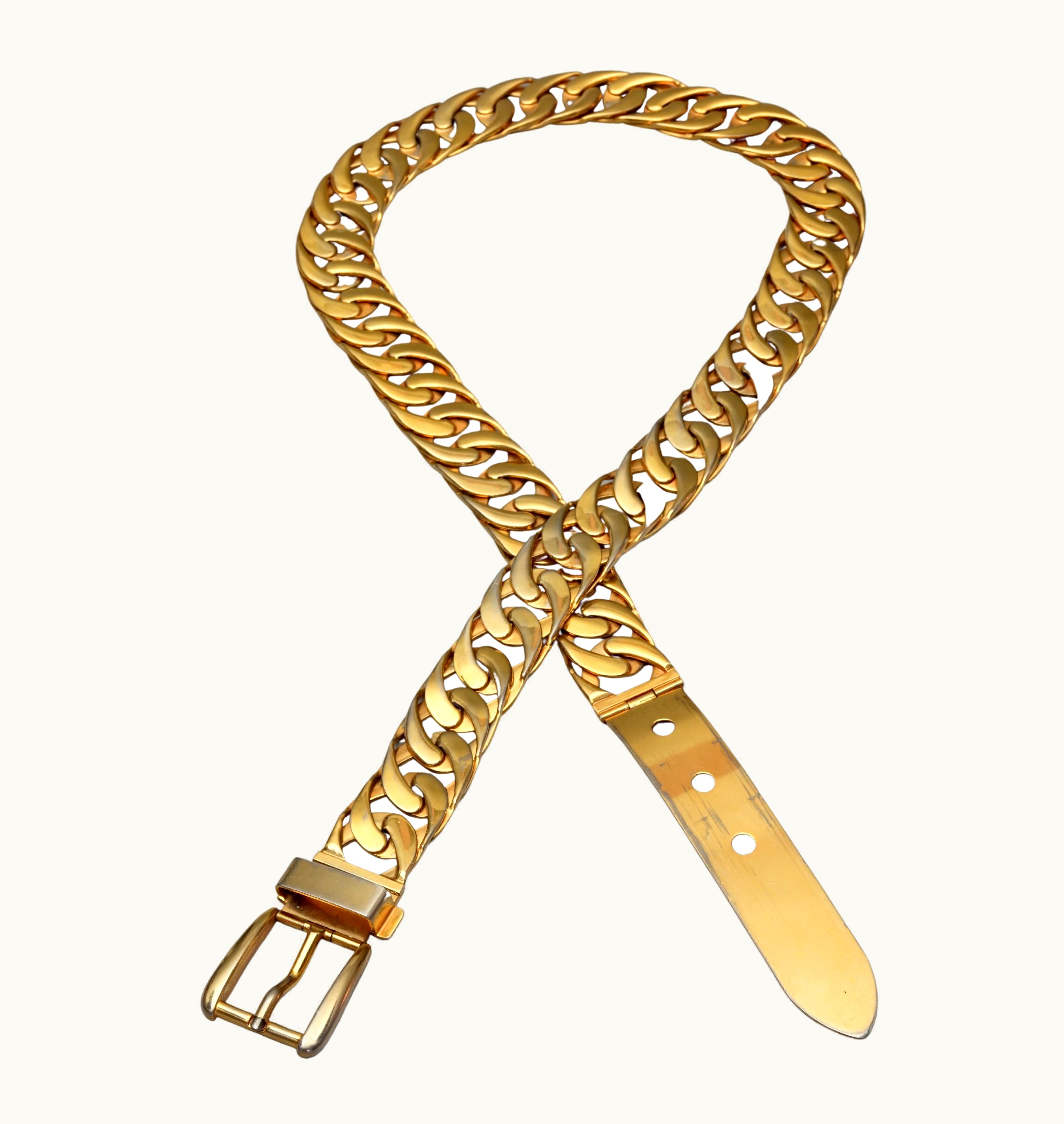 Gucci Vintage 1970s Gucci Gold Chain Buckle Belt