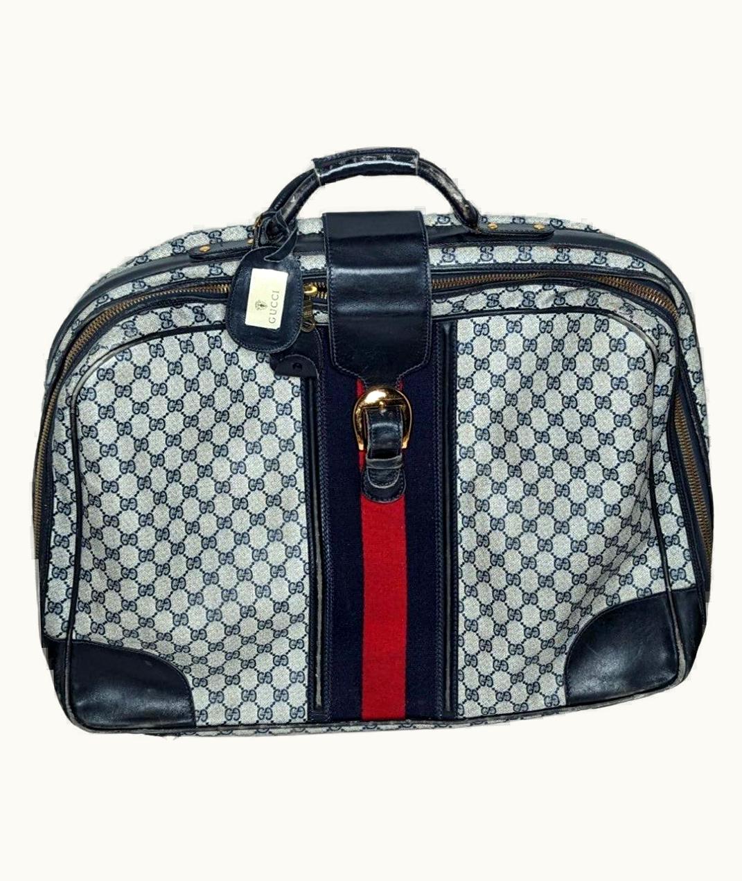 Gucci Vintage Gg Plus Web Suitcase Luggage