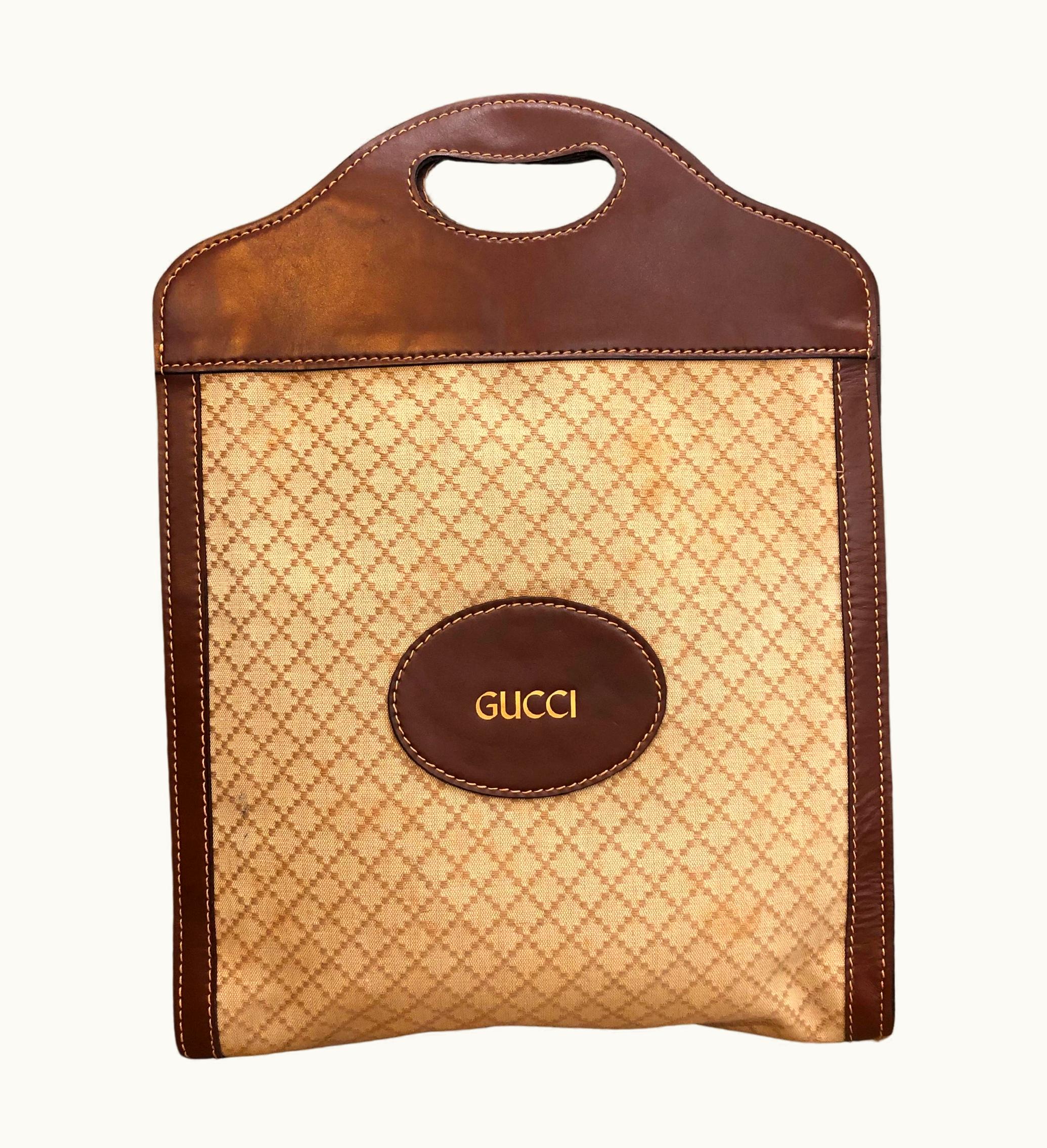Gucci Vintage Gucci Brown Diamanté Jacquard Book Tote Bag