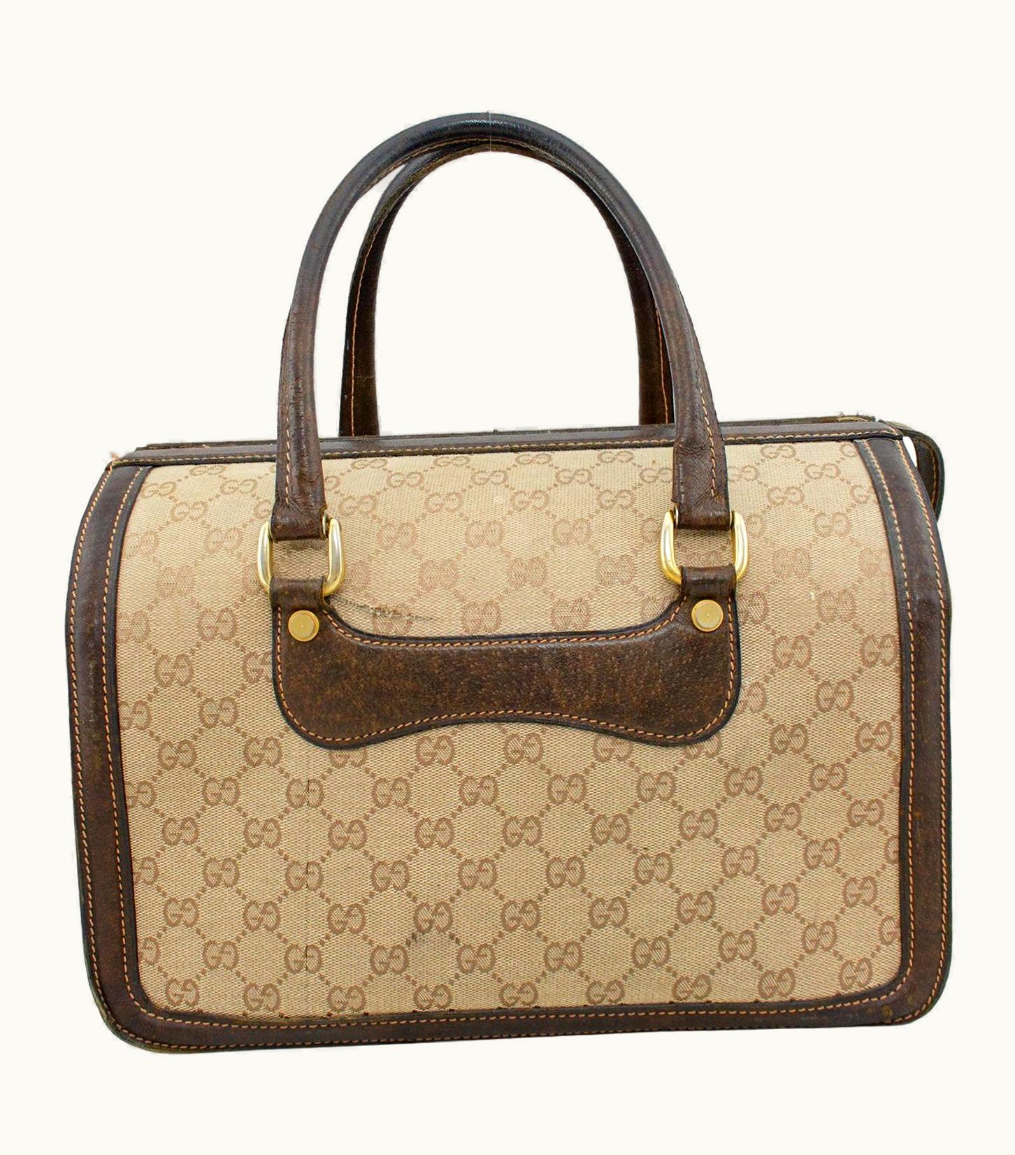 Gucci 1970s Gucci Canvas Monogram Hard Train Vanity Case