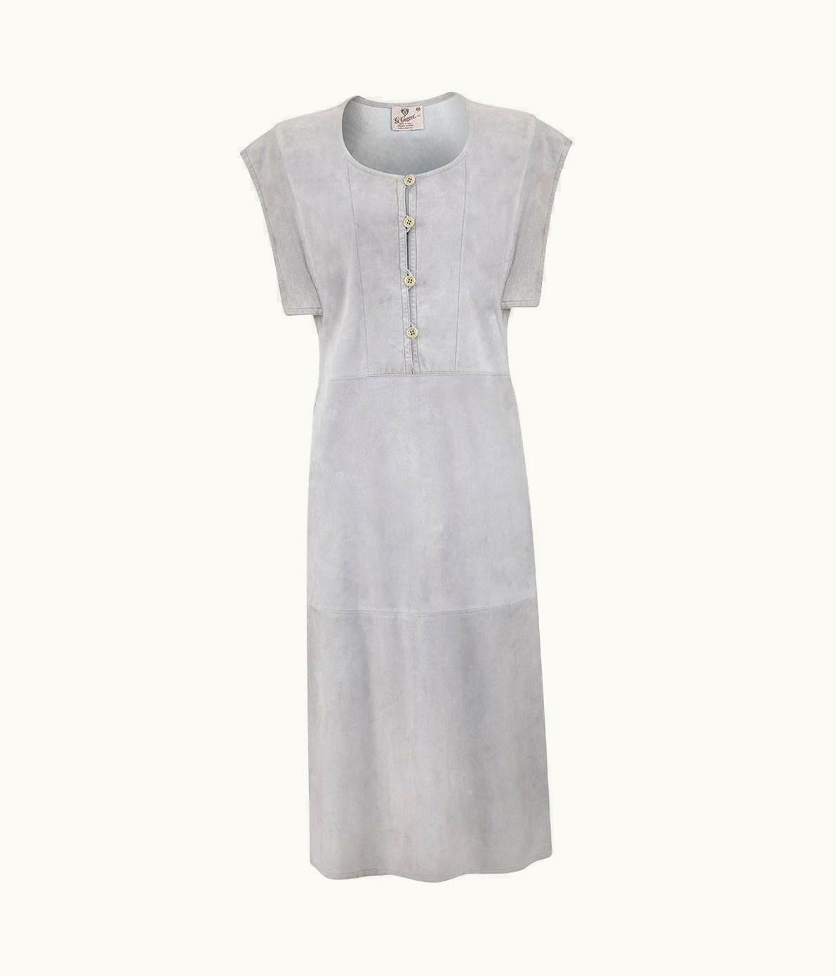 Gucci 1970s Gucci Soft Grey Suede Utility Style Dress