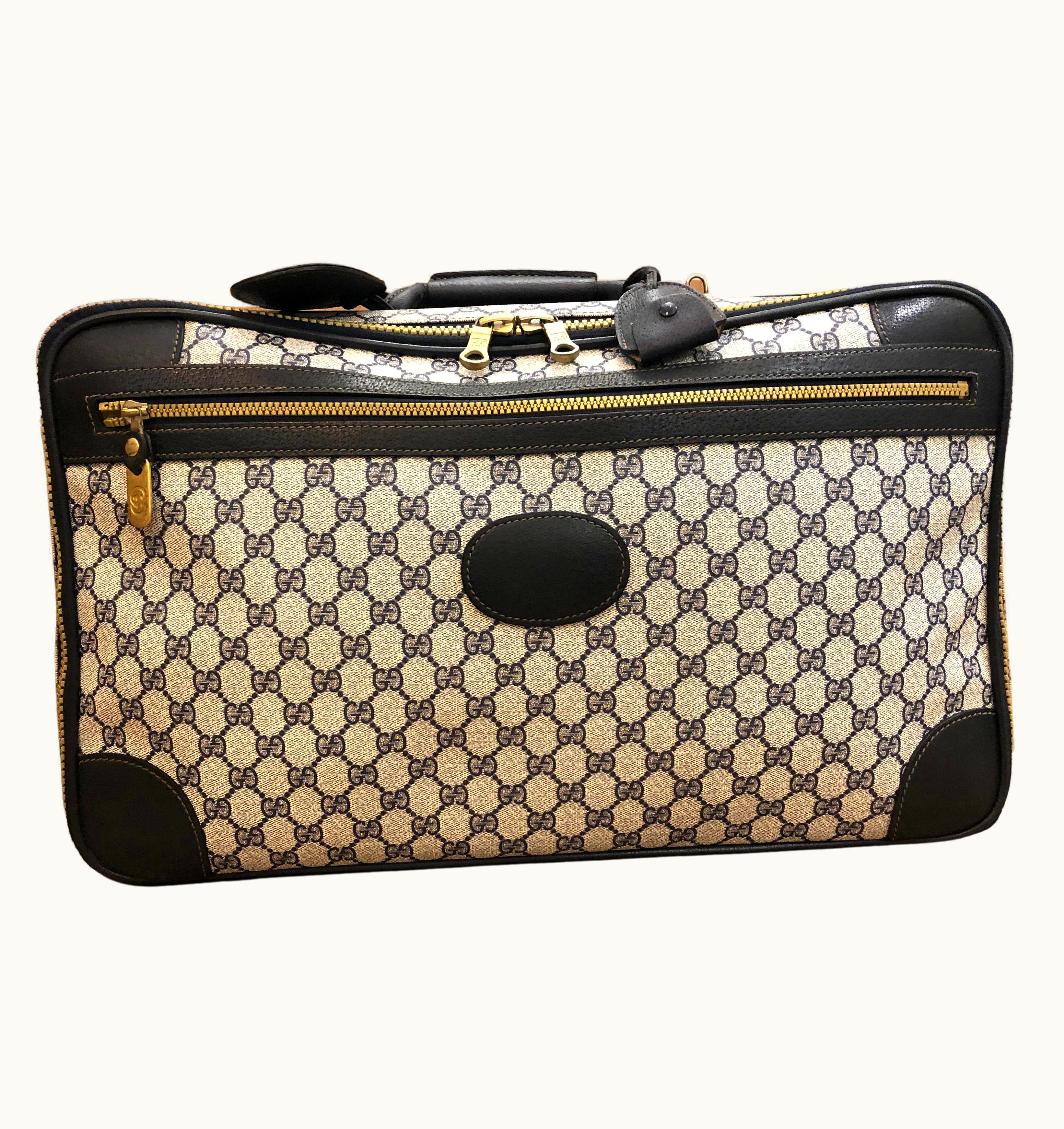 Gucci Vintage Gucci Web Navy Gg Monogram Canvas Softsided Suitcase 50 Unisex