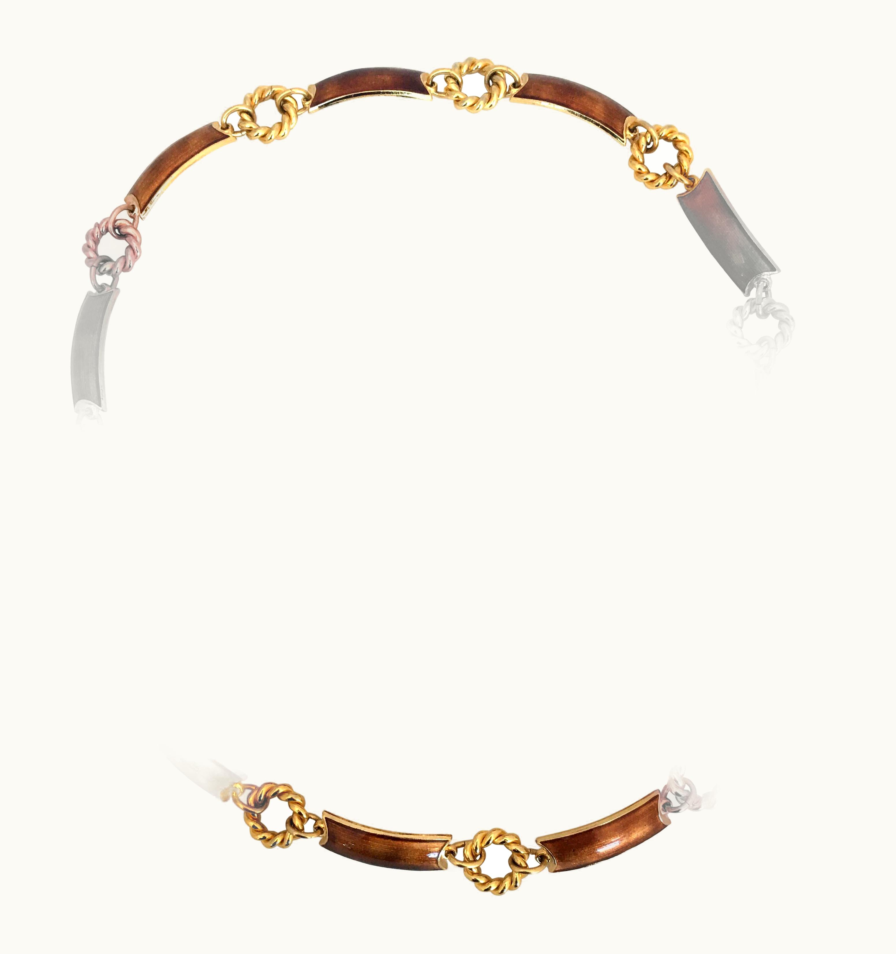Gucci 1970' Gold Tone With Bronze Enamel Chain Link Belt