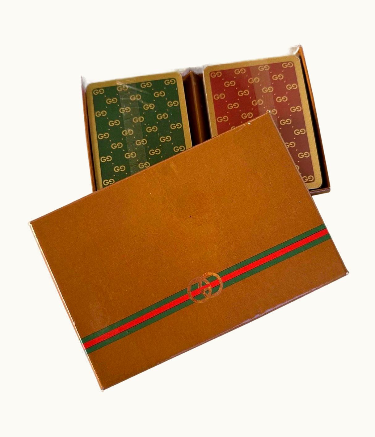 Gucci Vintage 70s Gucci Playing Cards Collectible Double Deck Monogram Sealed Barware